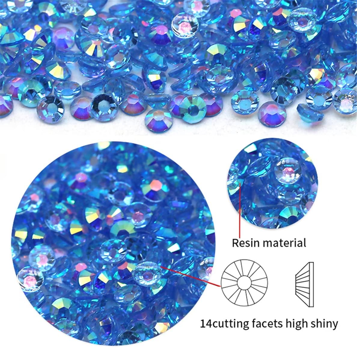 2250 Pcs SS16 4mm AB Flatback Rhinestones for Nails Art Crafts Transparent Glitter Round Gems Crystals DIY Clothes Shoes(Clear Red AB)