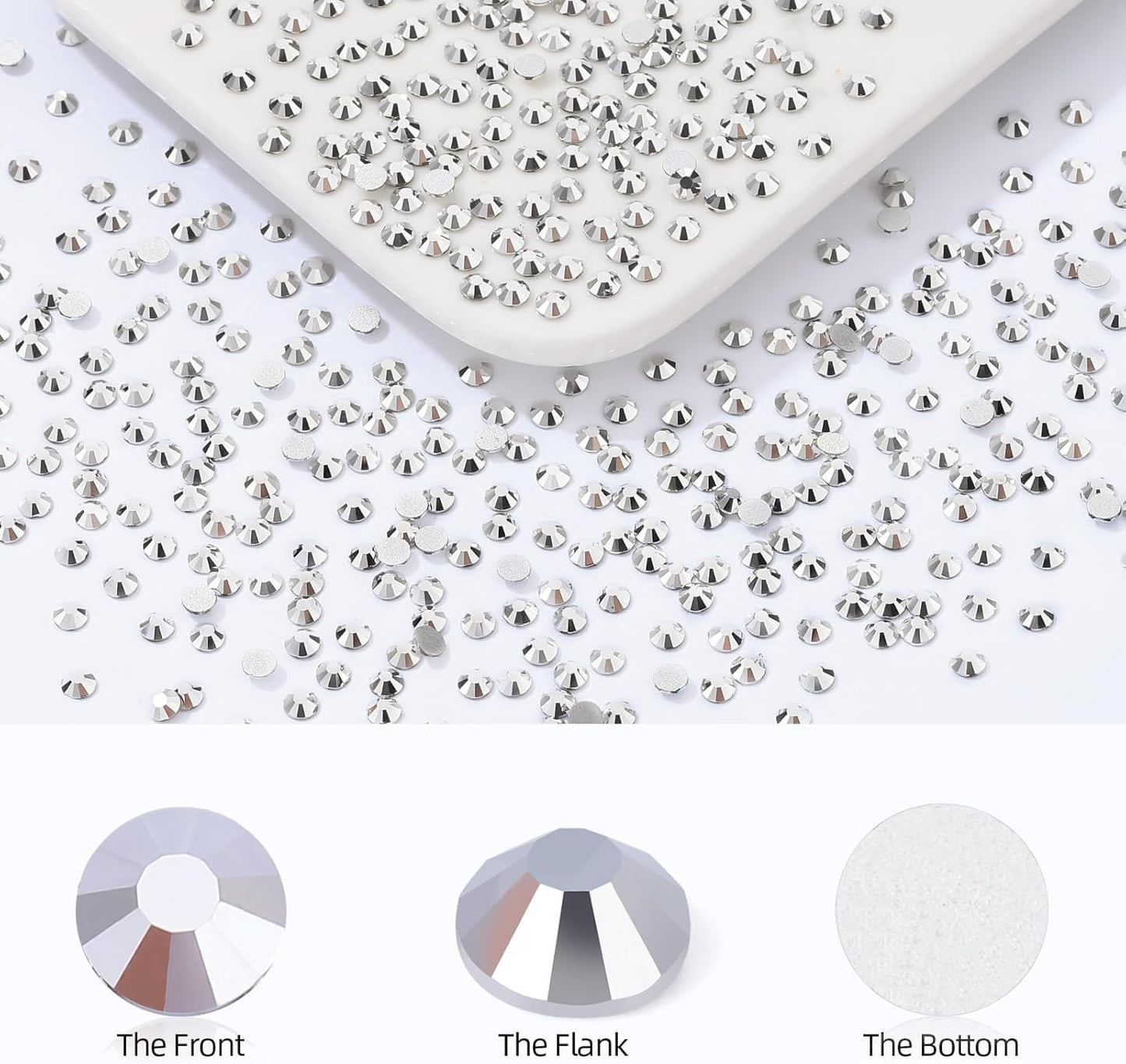 Silver Flatback Rhinestones, Glass Rhinestones for Nail Art and Craft, Glue Fix, Loose Crystal Gemstones(Silver, SS4, 1440pcs, 1.5-1.7mm)