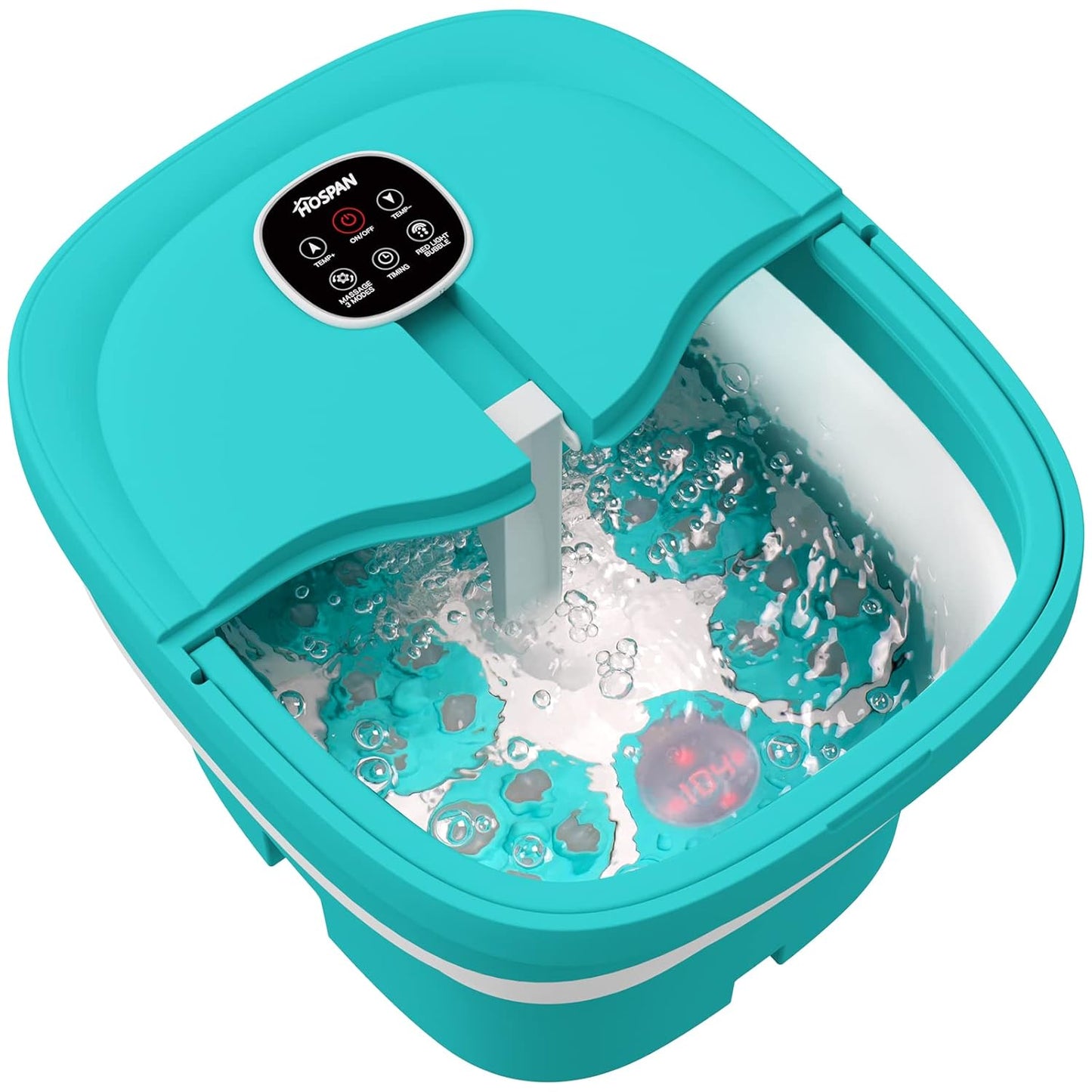 HOSPAN Collapsible Foot Spa Electric Rotary Massage, Foot Bath with Heat, Bubble, Remote, and 24 Motorized Shiatsu Massage Balls. Pedicure Foot Spa for Feet Stress Relief