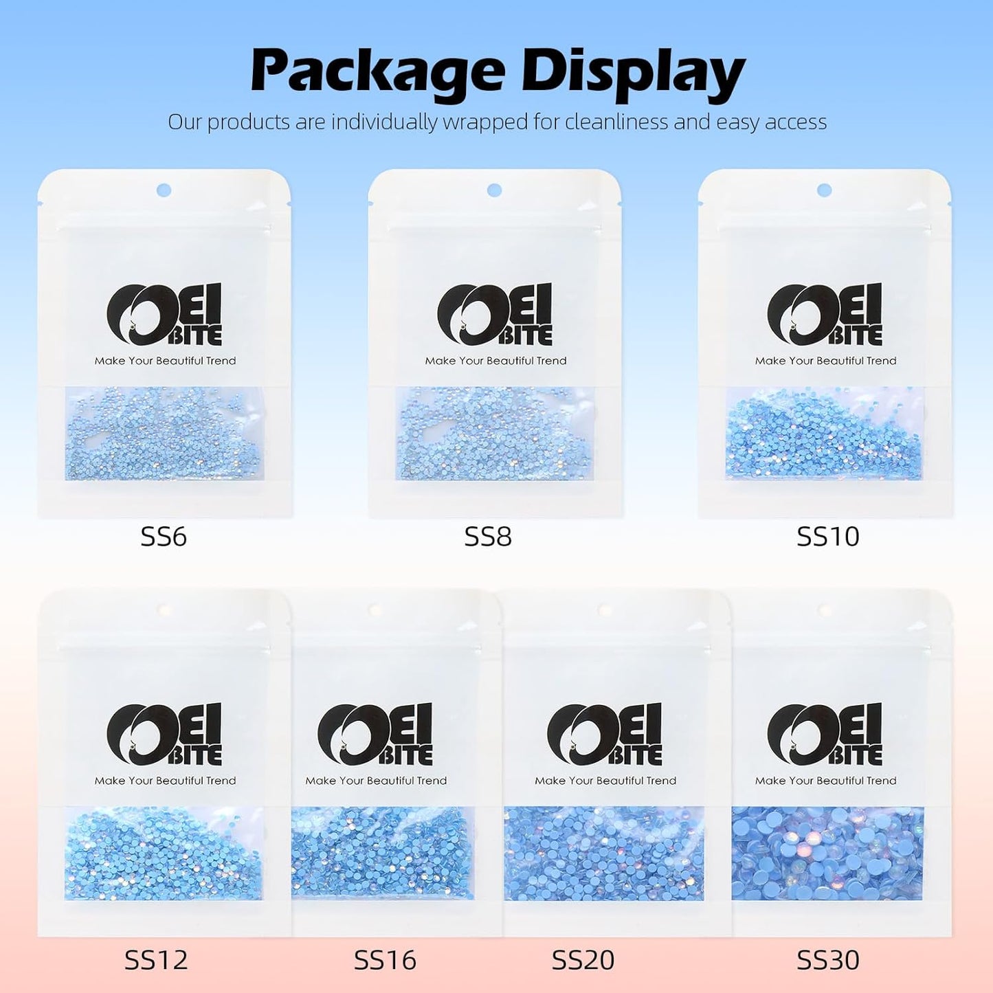 F Light Blue Flatback Rhinestones, Glass Rhinestones for Nail Art and Craft, Glue Fix, Loose Crystal Gemstones(F Light Blue, SS10, 1440pcs, 2.7-2.8mm)