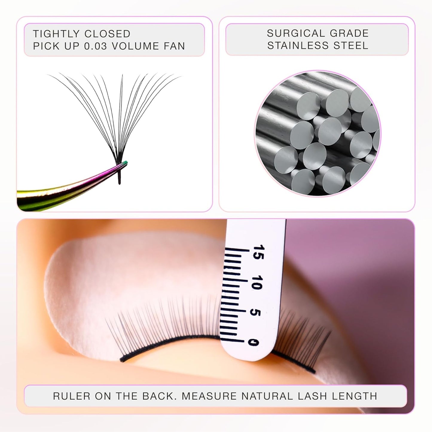 Curacoro Lash Tweezer - Professional & Precision Fiber Tip Grip Lash Tweezers for Eyelash Extensions, Multi Shapes & Purposes Tweezers for Volume, Isolation & Classic Lashes (Gold, All The Fluff)