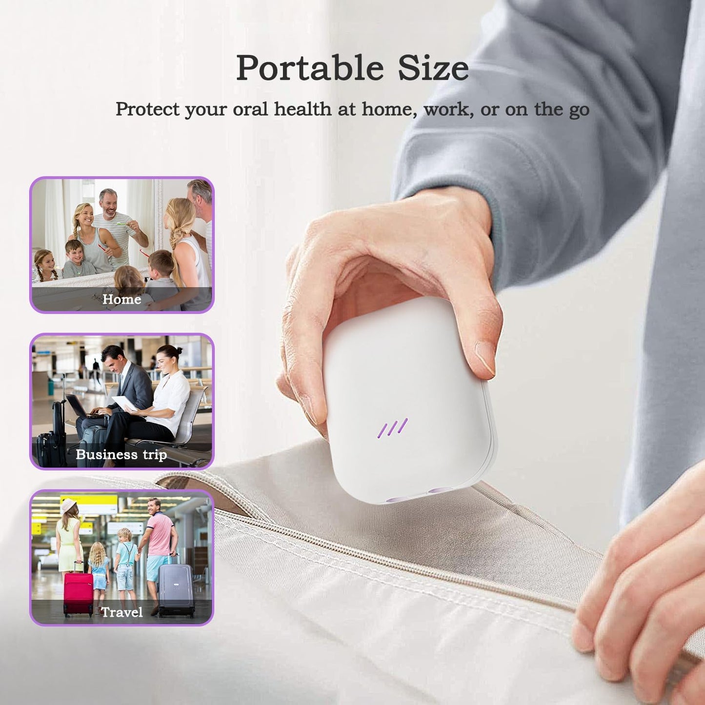 Toothbrush Holder, Toothbrush Cleaner Case, Portable USB Charging Toothbrush Cover with U V-C Light, Travel Toothbrush Holder (White-Double)