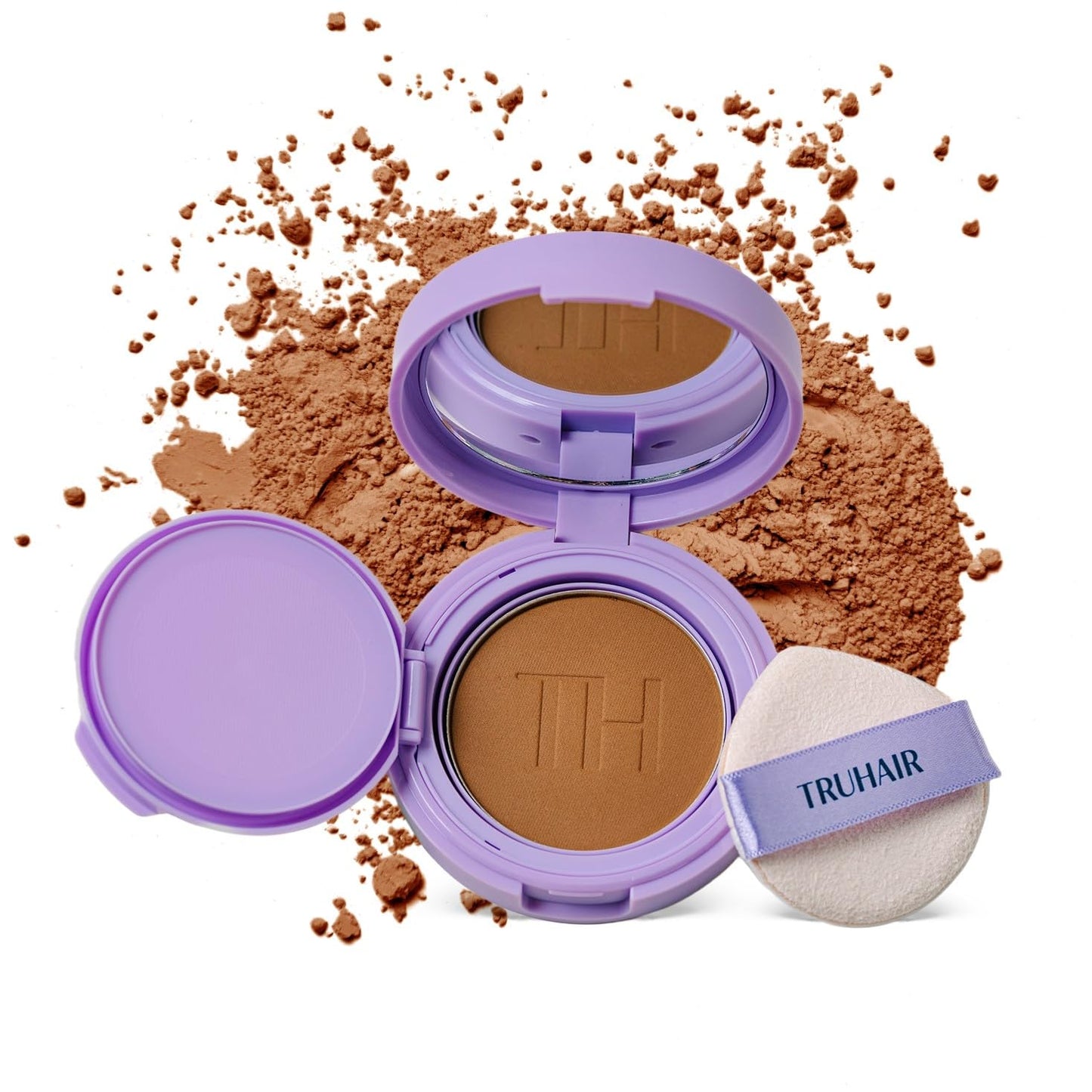 TRUHAIR Root & Scalp Cover Up Pressed Powder Compact, Waterproof, Weightless Hair Coverage & Bald Spot Concealing, Root Touch Up Hair Color for Gray Coverage & Thinning Areas, 0.35 Oz (Medium Brown)