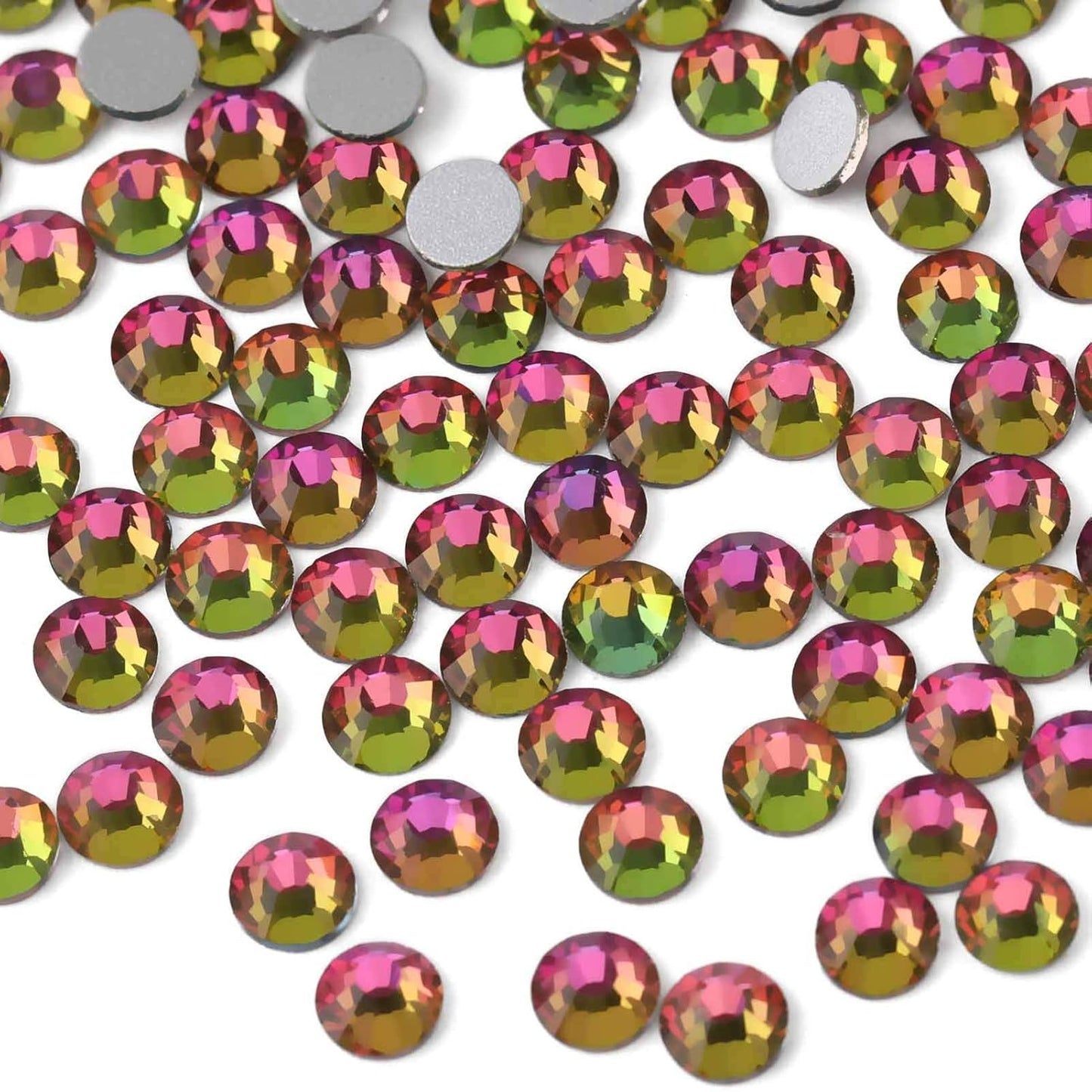 Beadsland Flat Back Crystal Rhinestones Round Gems, Rainbow (1.3-1.4mm) SS3/1440pcs