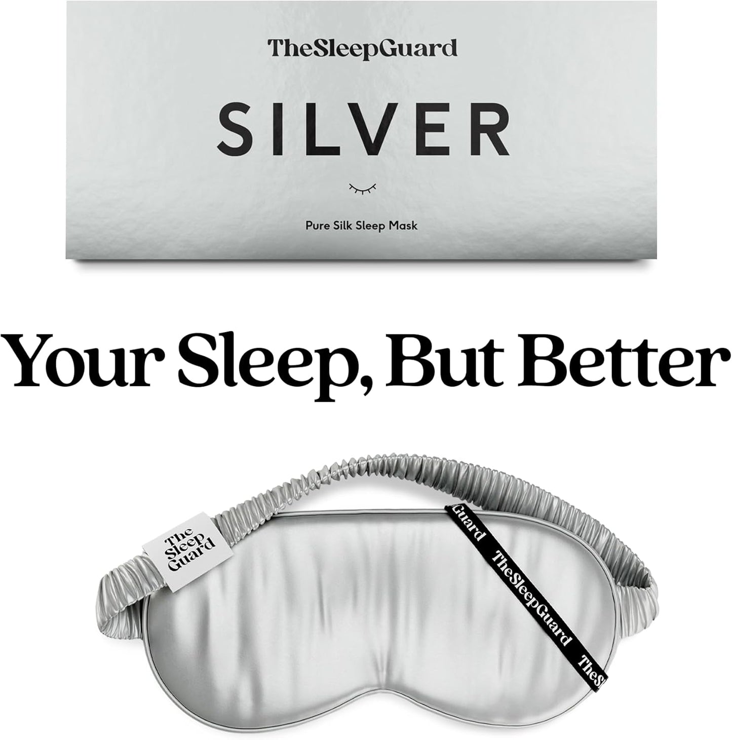 Pure Silk Sleep Mask [100% 6A Mulberry Silk, 22 Momme] Light Blocking Travel Essentials. Eye Masks for Sleeping. Black Oeko-Tex Blindfold. Eye Covers for Men & Women