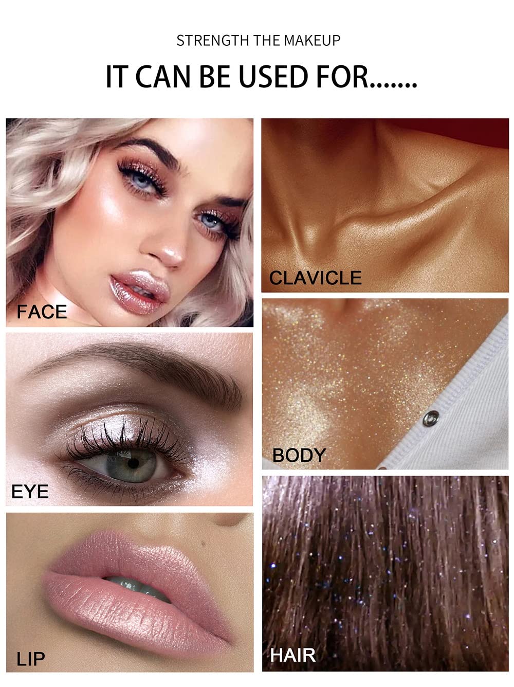 Gold Glitter Powder, Neon Outfit Party Body Sparkling Highlighter Makeup (05#Gold)