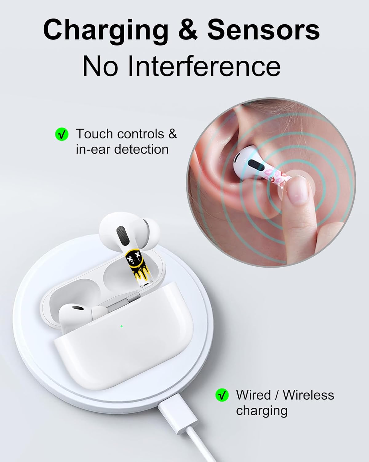 ROCKMAX for Red Rose AirPods Pro 2 Sticker, Elegant Floral AirPods Skins for Earbuds, Compatible to AirPods Pro 2nd Genaration Case Cover, Ideal for Fashion Women and Teenagers, with Cleaning Kit