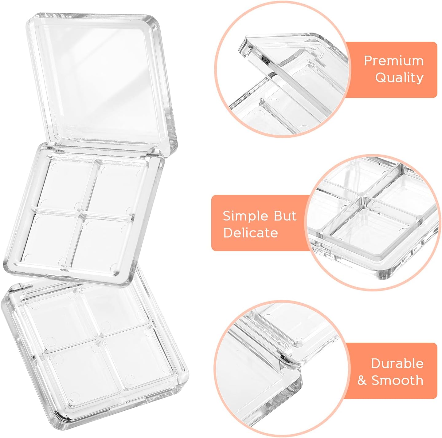 Beaupretty Empty Lipstick Palette，2 Pieces Empty Lipstick Box DIY Eyeshadow Powder Blush Lipstick Palette Empty Highlighters Container Empty Eyeshadow Pan Makeup Palette for Women
