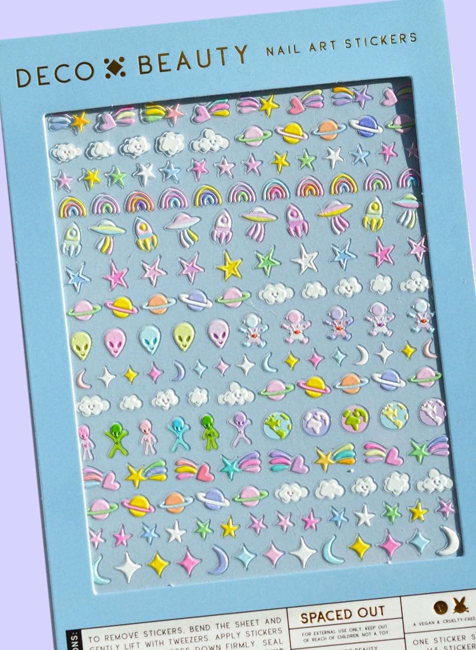Spaced Out Nail Stickers - Lightweight & Easy-to-Apply Nail Art with Cute & Trendy Designs - Durable & Long-Lasting Nail Stickers for Women, Ideal for DIY Manicures