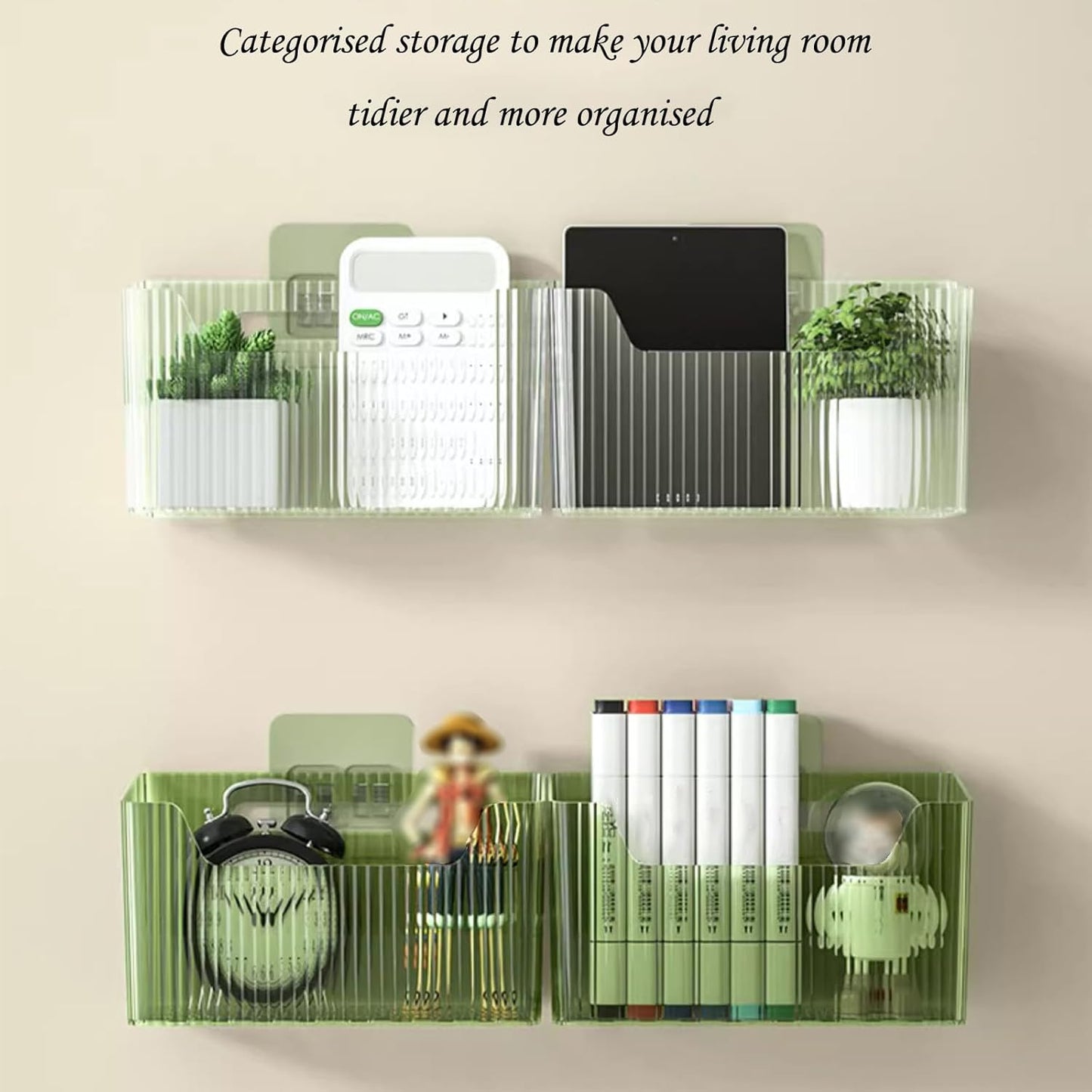 Set Of 2 Storage Organizer Bins Wall Mounted Shower Basket, Shower Caddy Stackable Clear Plastic Makeup Organizer Adhesive Hanging Bin for Bathroom, Kitchen, Cabinet, Pantry, BPA Free, Clear