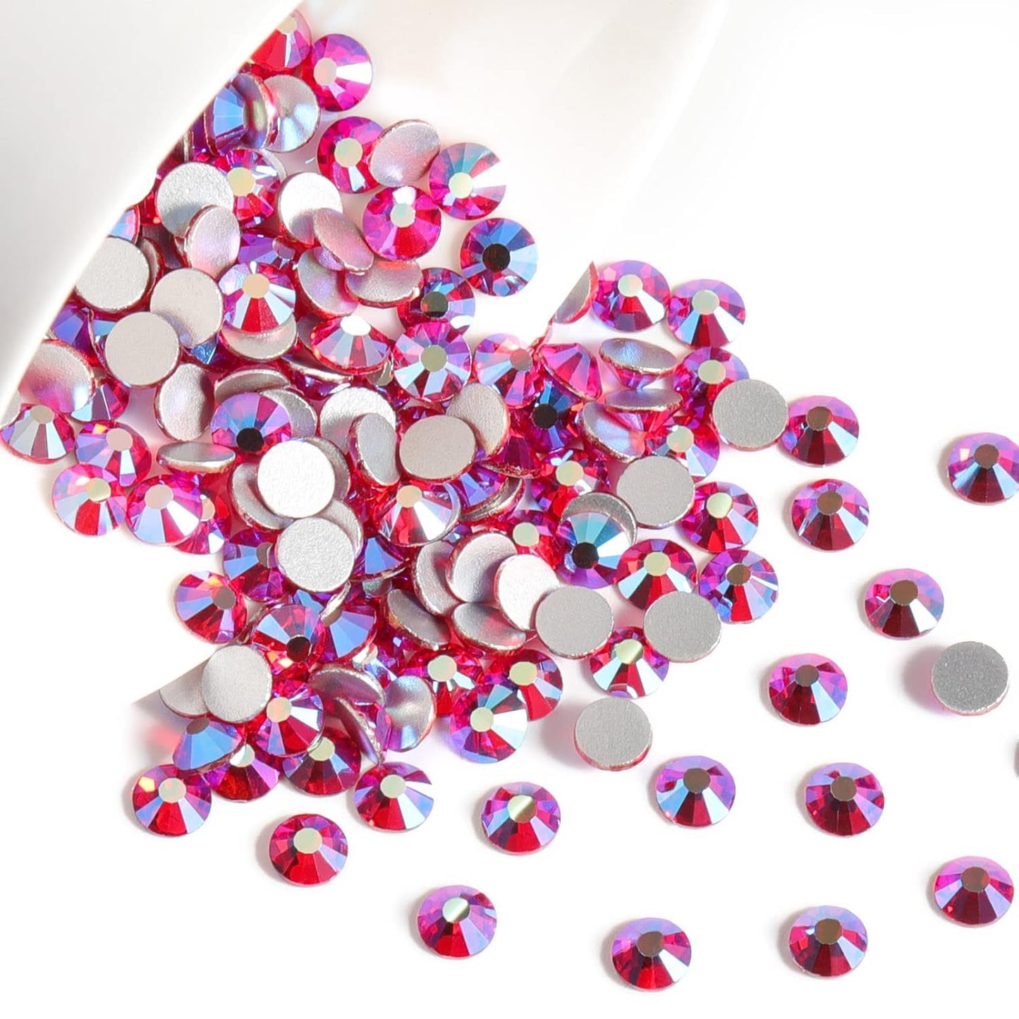 Beadsland 1440 Pieces Flat Back Crystal Rhinestones Round Gems,Light Siam AB,SS6,1.9-2.1mm
