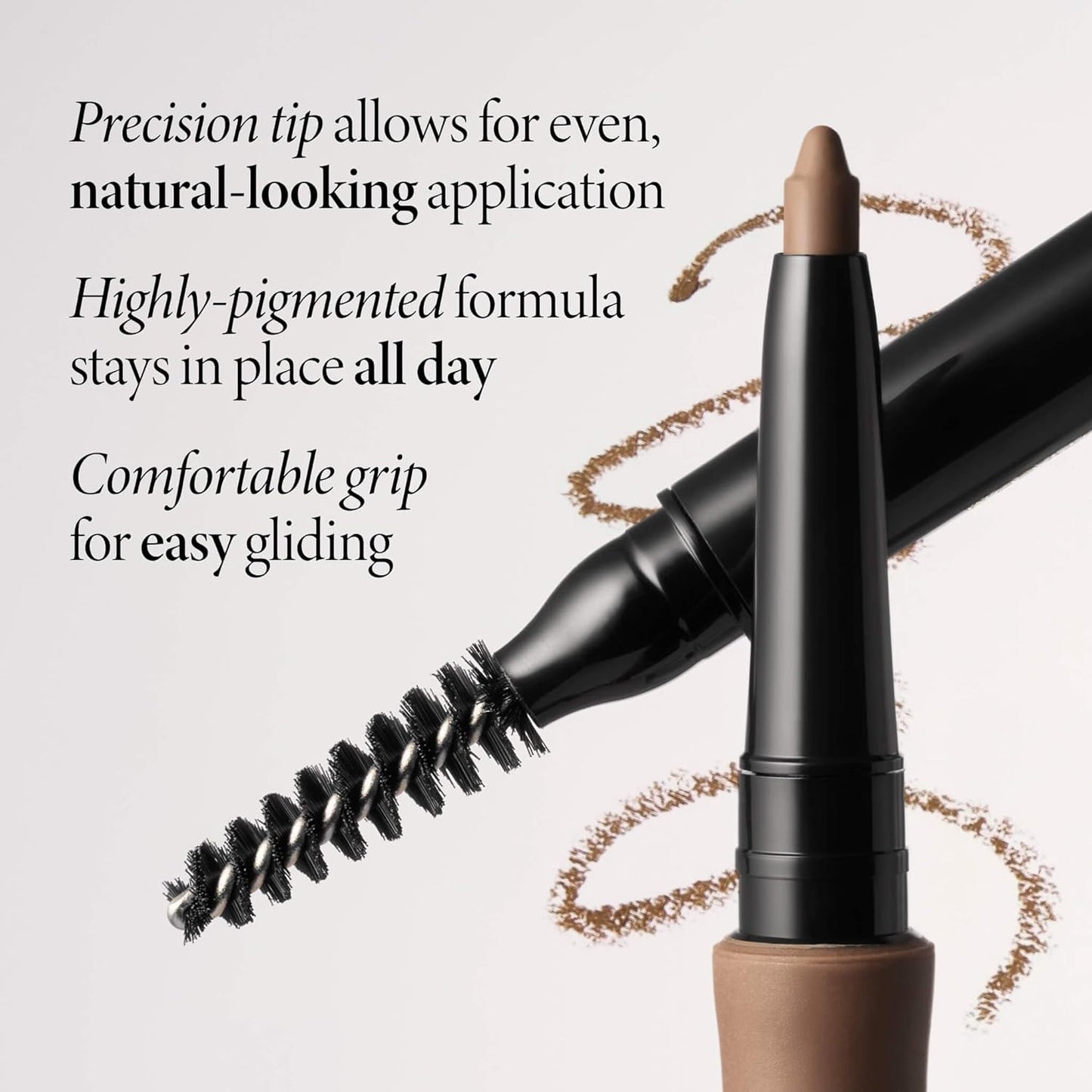 LAURA GELLER NEW YORK INKcredible Waterproof Brow Pencil- Blending Spoolie Brush - Long Lasting Eyebrow Filler (04 Dark Brown)