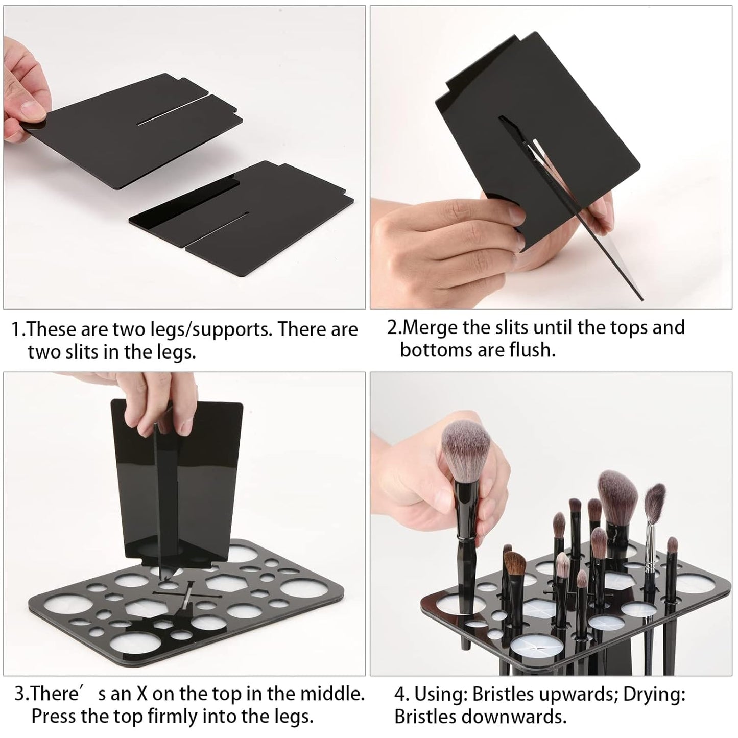 Makeup Brushes Drying Rack, Brushes Dryer, Collapsible 28 Slot Acrylic Brush Holder Stand Tree Tray Support Display for Makeup Artist Acrylic Nail Brushes Makeup Lovers