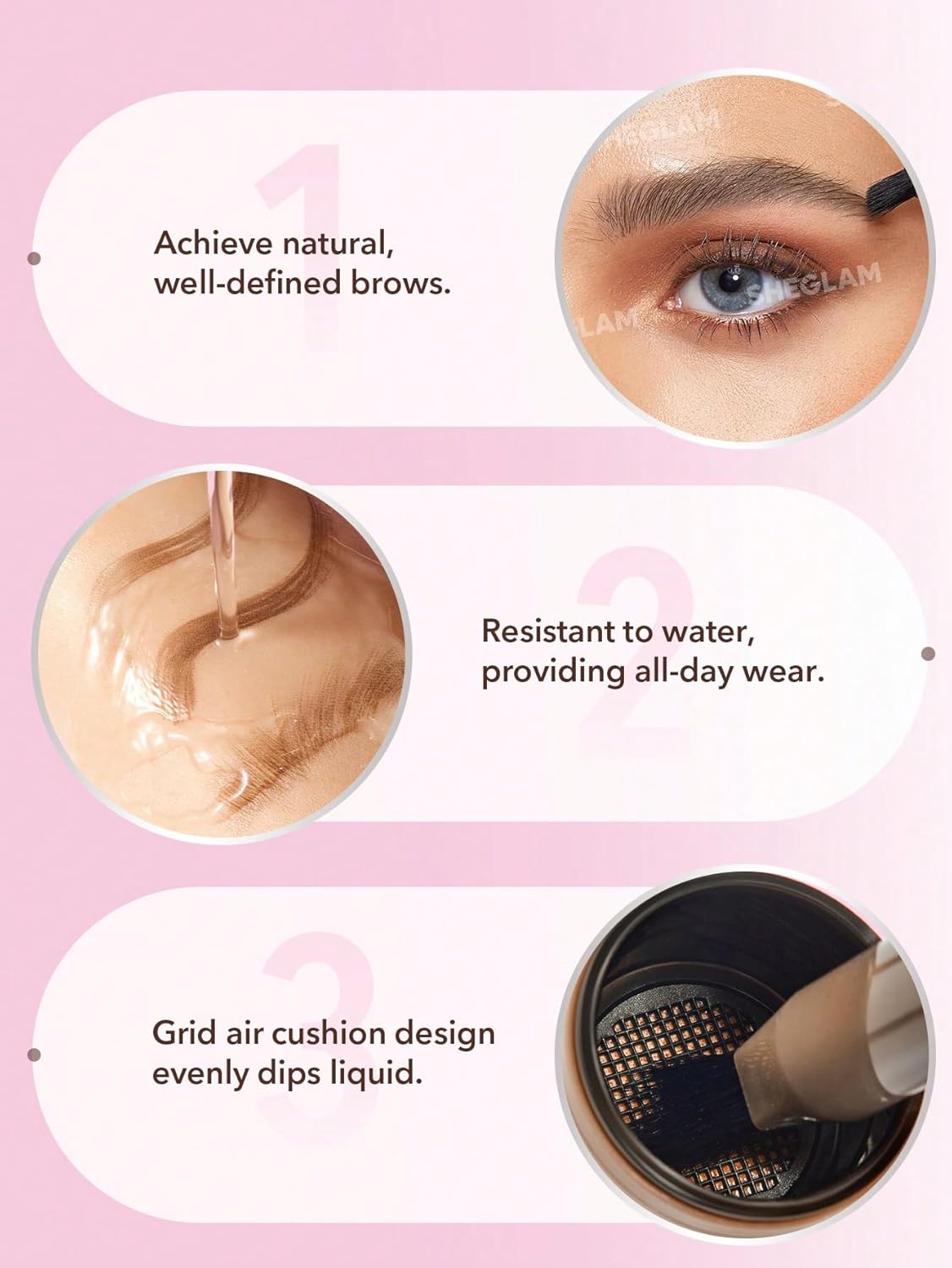 SHEGLAM Brow-Fection Angled Brush & Dip Upgraded Microblading Eyebrow Pen Long Lasting Waterproof Easy To Color-Charcoal