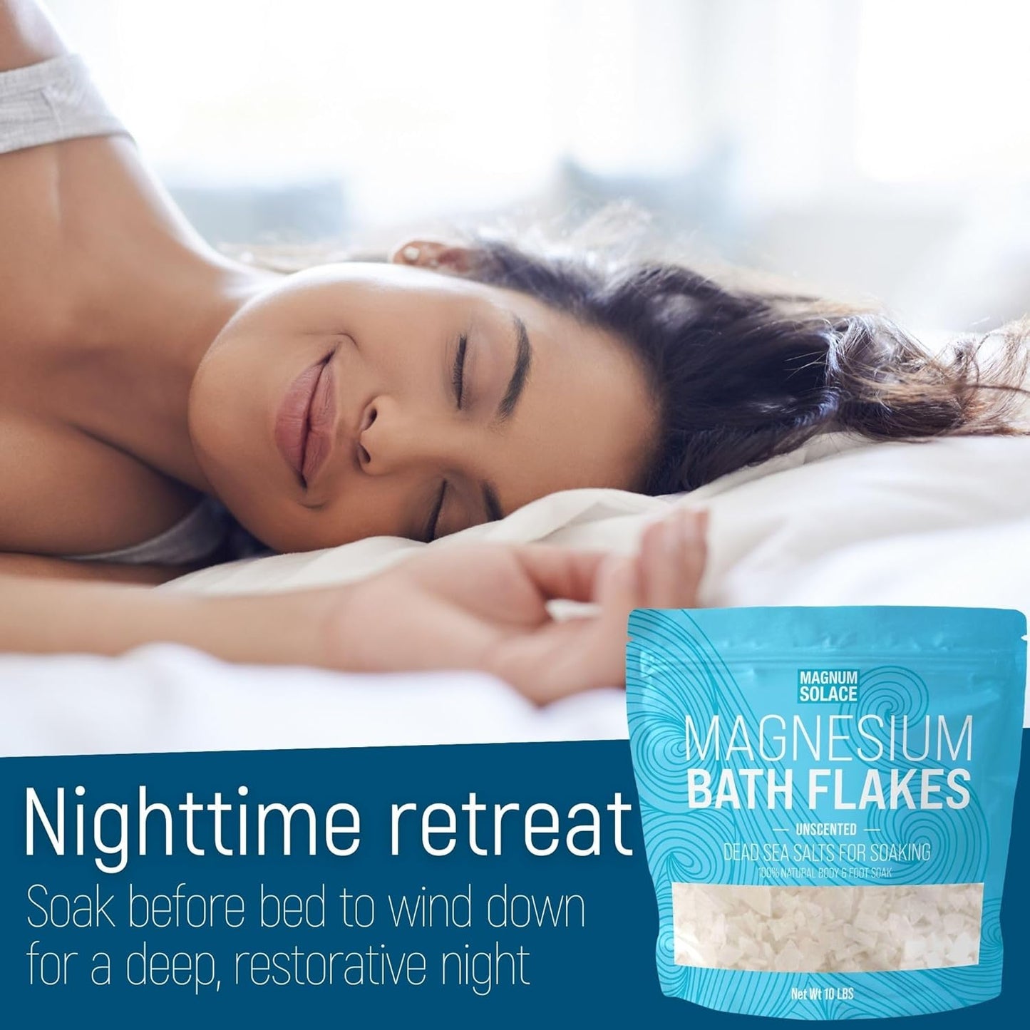 Magnesium Flakes for Bath - Magnesium Chloride Flakes - Dead Sea Salts for Soaking, 3.0 LBS