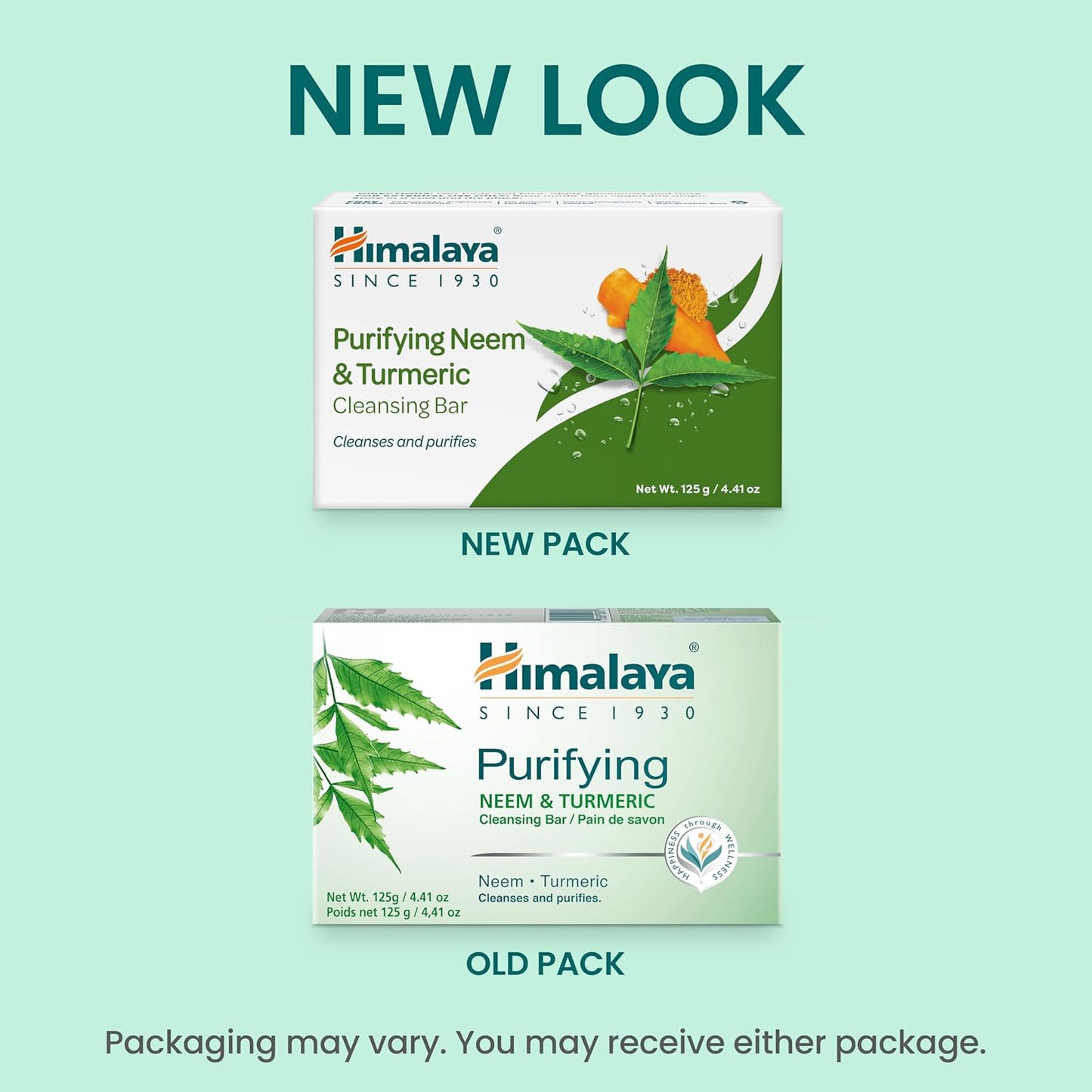 Himalaya Purifying Neem & Turmeric Cleansing Bar for Clean and Healthy Looking Skin, Free from Parabens, SLS and Phthalates, Gluten Free, Vegan, 125 g (4.41 oz), 6 Pack