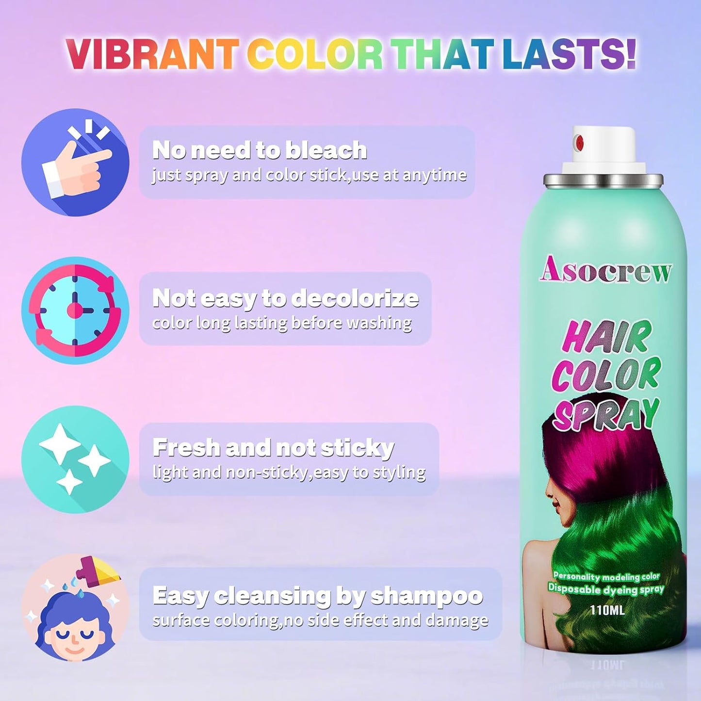 Gray Hair Spray,Hair Color Spray Dye,Grey Temporary Hair Color Spray for Kids Women Men,Sliver Gray Hair Color Spray Pomades,Washable Color Hair Spray for Party,Halloween,Cosplay(Gray)