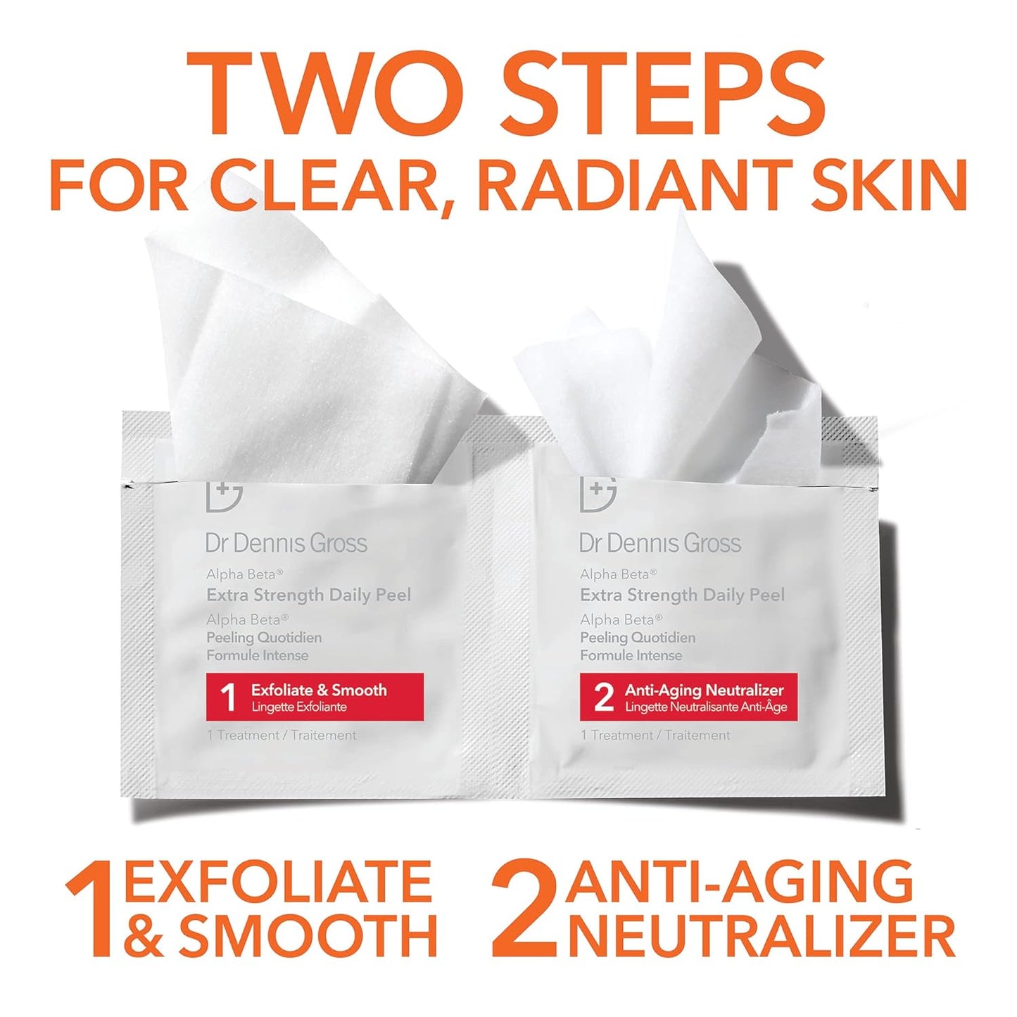 Dr. Dennis Gross Alpha Beta Extra Strength Daily Peel – 2-Step Exfoliating Pads for Enhanced Anti-Aging, Smoother Skin, and Radiant Complexion, 5 Treatments