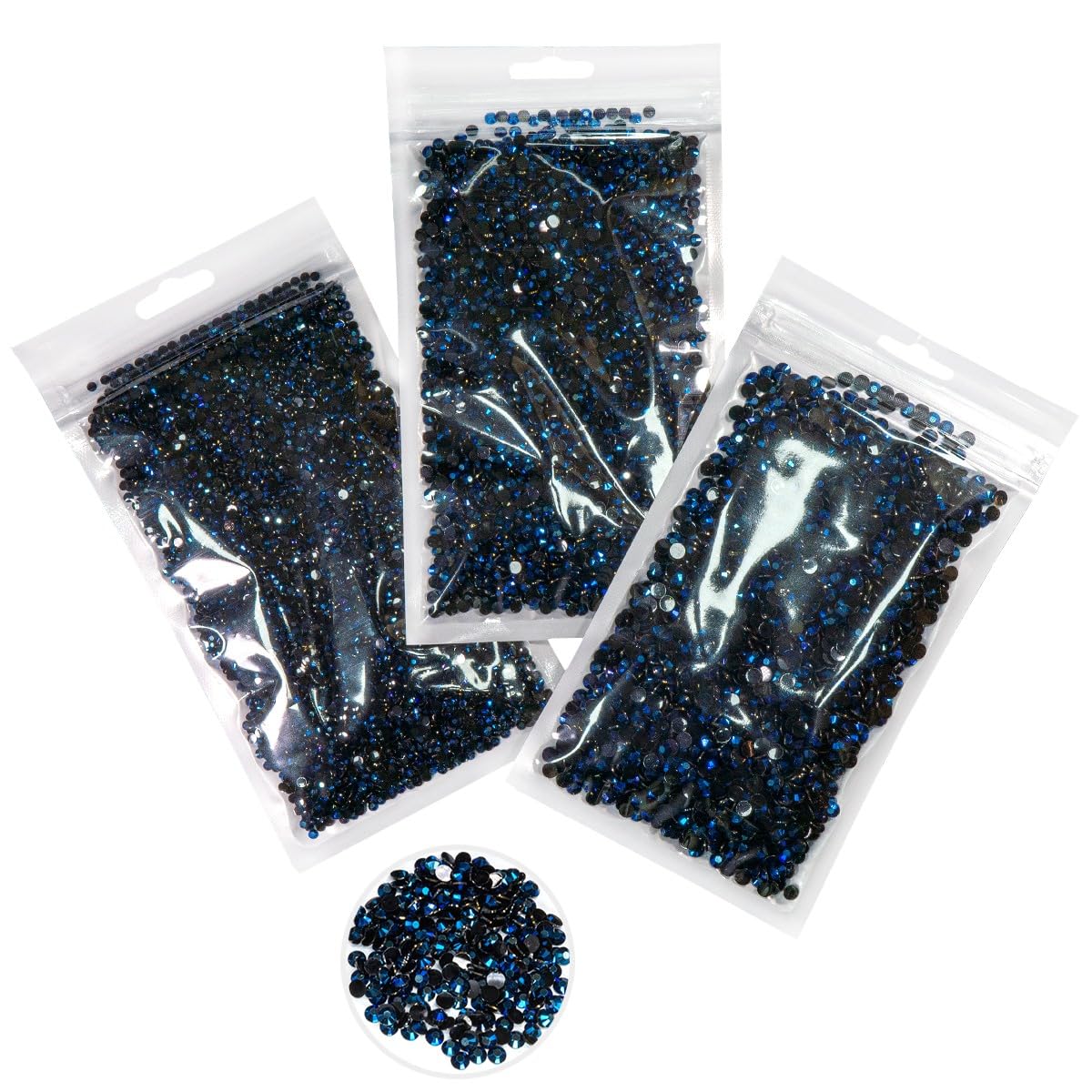 16000PCS 3mm 4mm 5mm Ink Blue Resin Rhinestones for Crafting Navy Blue Flatback Jelly Stones Bulk SS10 SS16 SS20 Diamonds Gems Charms Supplies for Nails Face Eyes Makeup Body Tumblers Crafts