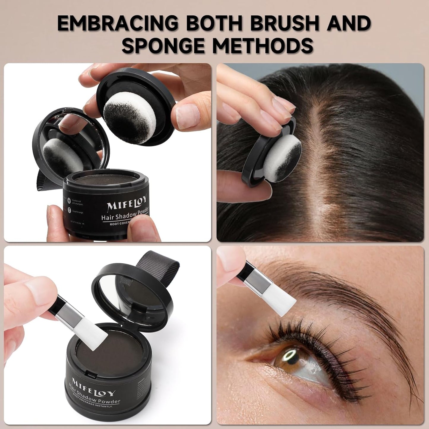 Root Touch Up Powder, Instantly Gray Hair Cover Up, Women Color Root Coverage Shadow Powder for Thinning Grey Hairline, Men Roots Concealer for Hair Loss Beard Line Eyebrow, Light Brown