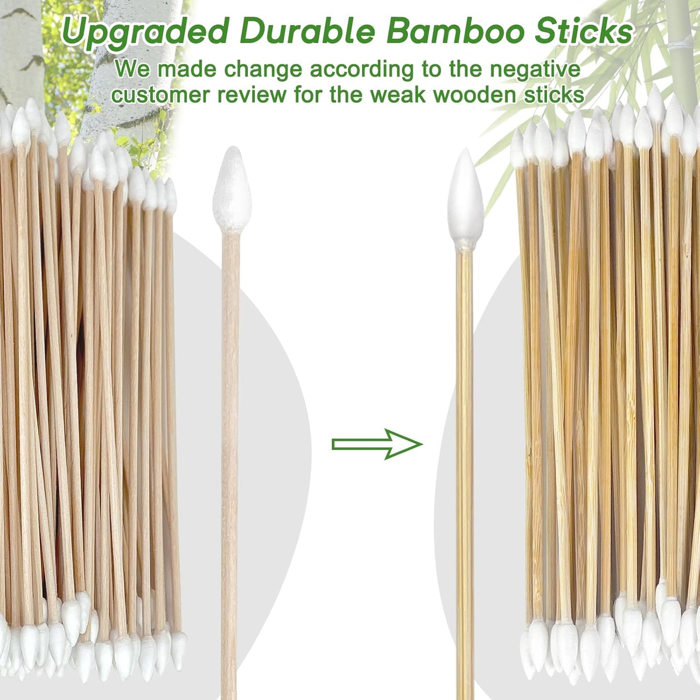 Eyxformula 200 Pcs 6 Inch Gun Cleaning Cotton Swabs with Double Pointed Tips, Strong Bamboo Sticks, Lint Free Long Cotton Swabs for Precision Cleaning Firearms, Electronics, Tight Spots, Detailing