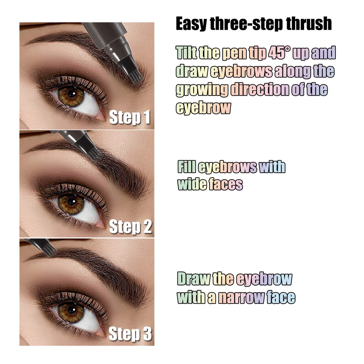 Liquid Eyebrow Pen, Waterproof Microblading Eyebrow Pencil with a Micro-Fork Tip Applicator, Creates Natural Looking Brows Effortlessly