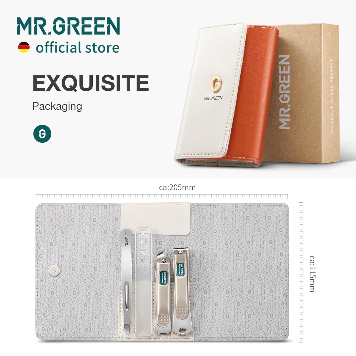 MR.GREEN Colorful Manicure Set Practical Pedicure Kits Nail Clippers Personal Care Tools Facial Hair Scissors with Fashion Case (Mr-6683 Orange)