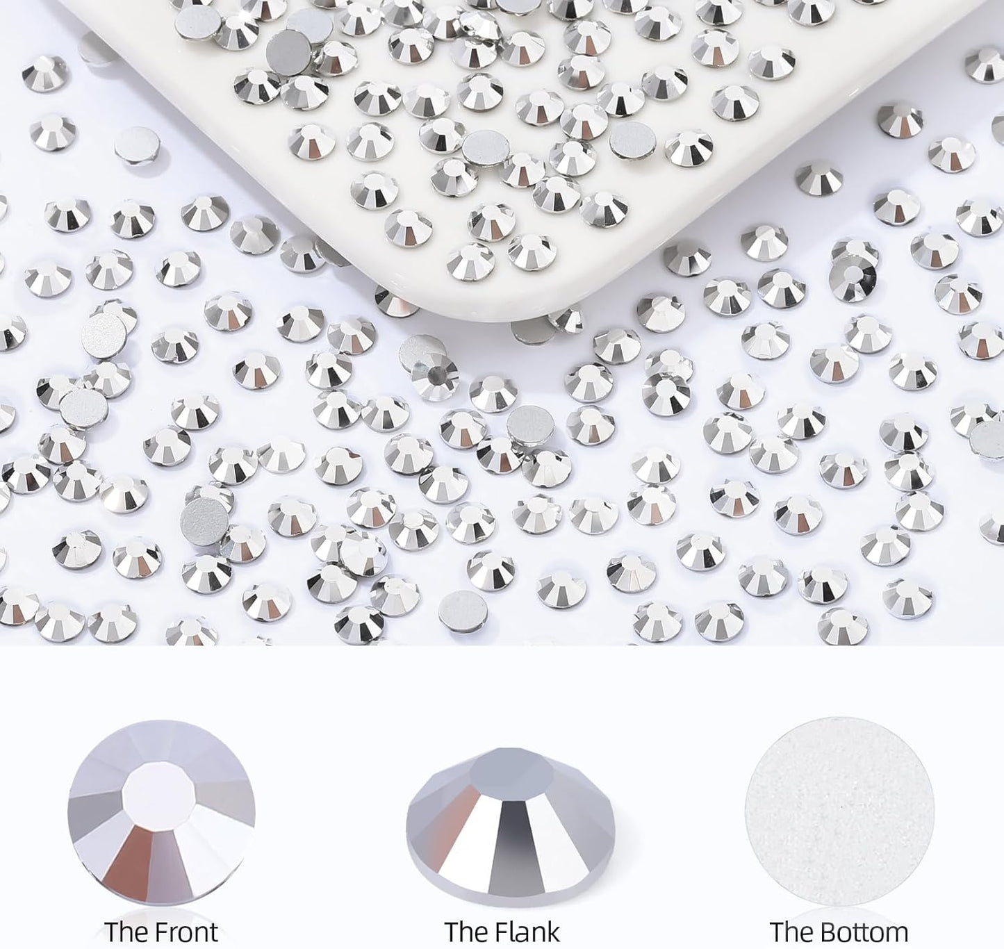 Silver Flatback Rhinestones, Glass Rhinestones for Nail Art and Craft, Glue Fix, Loose Crystal Gemstones(Silver, SS30, 576pcs, 6.4-6.6mm)