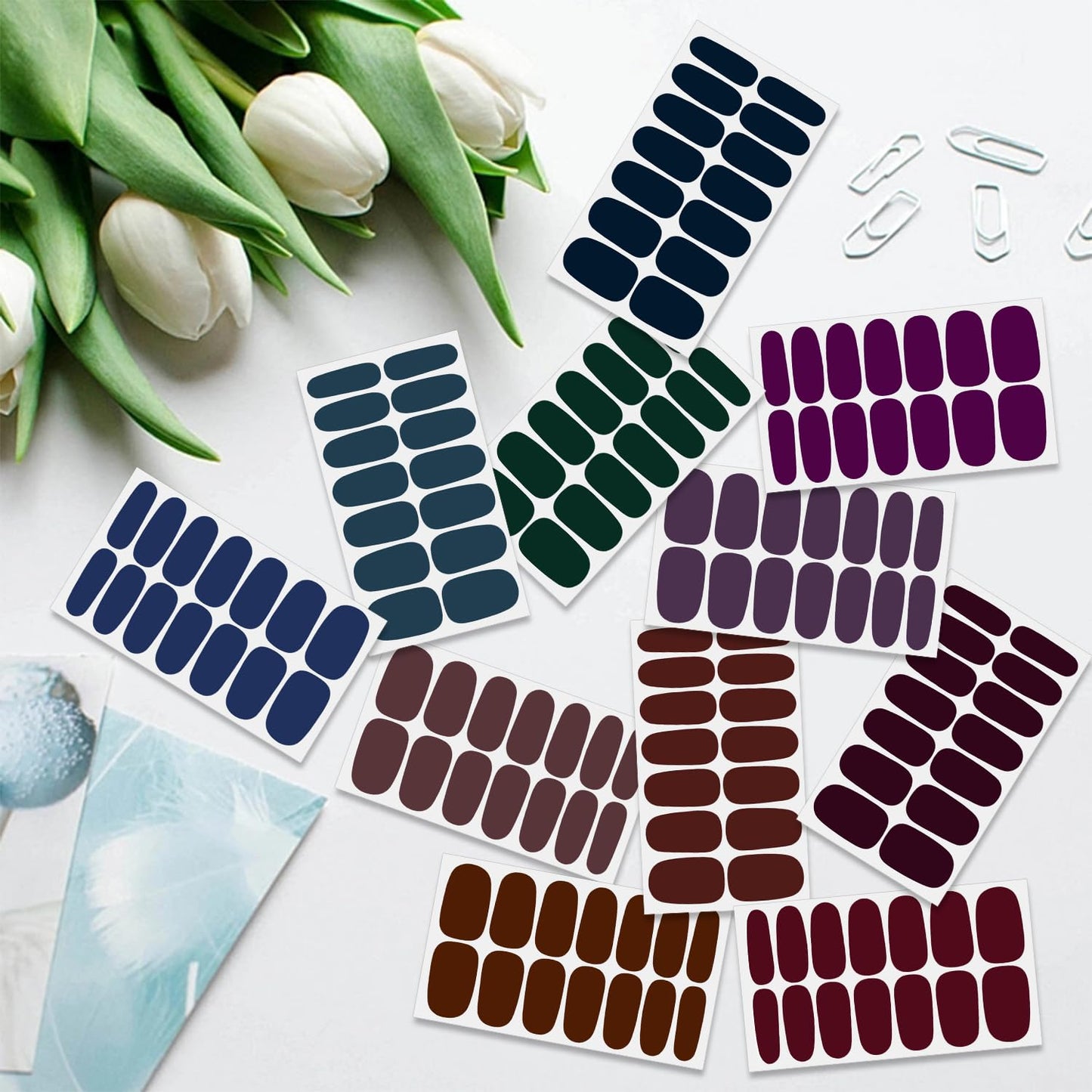 SILPECWEE 16 Sheets Dark Nail Wraps for Women Stick on Nail Polish Strips Gel Nail Strips Self Adhesive Nail Polish Stickers Black Fingernail Sticker Nails Manicure Kit with Nail File