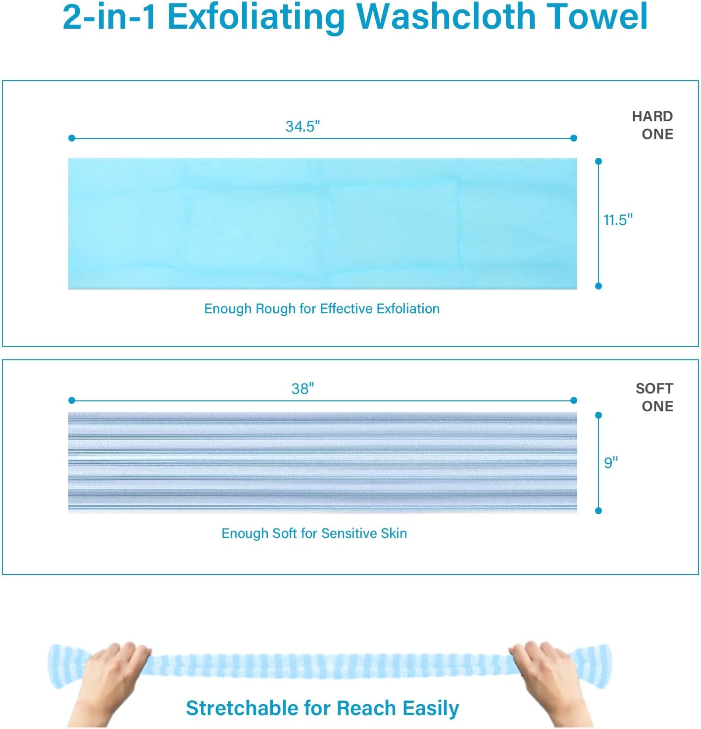 Yiclick 2pcs Back Scrubber for Shower Bath ，Exfoliating Body Scrubber, Body Exfoliator Loofah Luffa Sponge Net Rag Back Washer