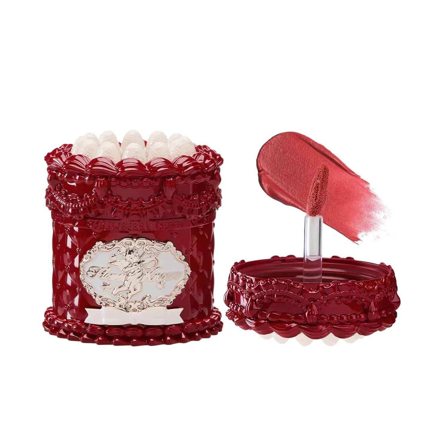 Flower Knows Strawberry Cupid Cake Lip Cream,Velvety-Smooth Matte Liquid Lipstick,Hydrating,Smudge-proof & Stain-Free Lip Stain(V09 Velvet,0.17 Fl Oz)