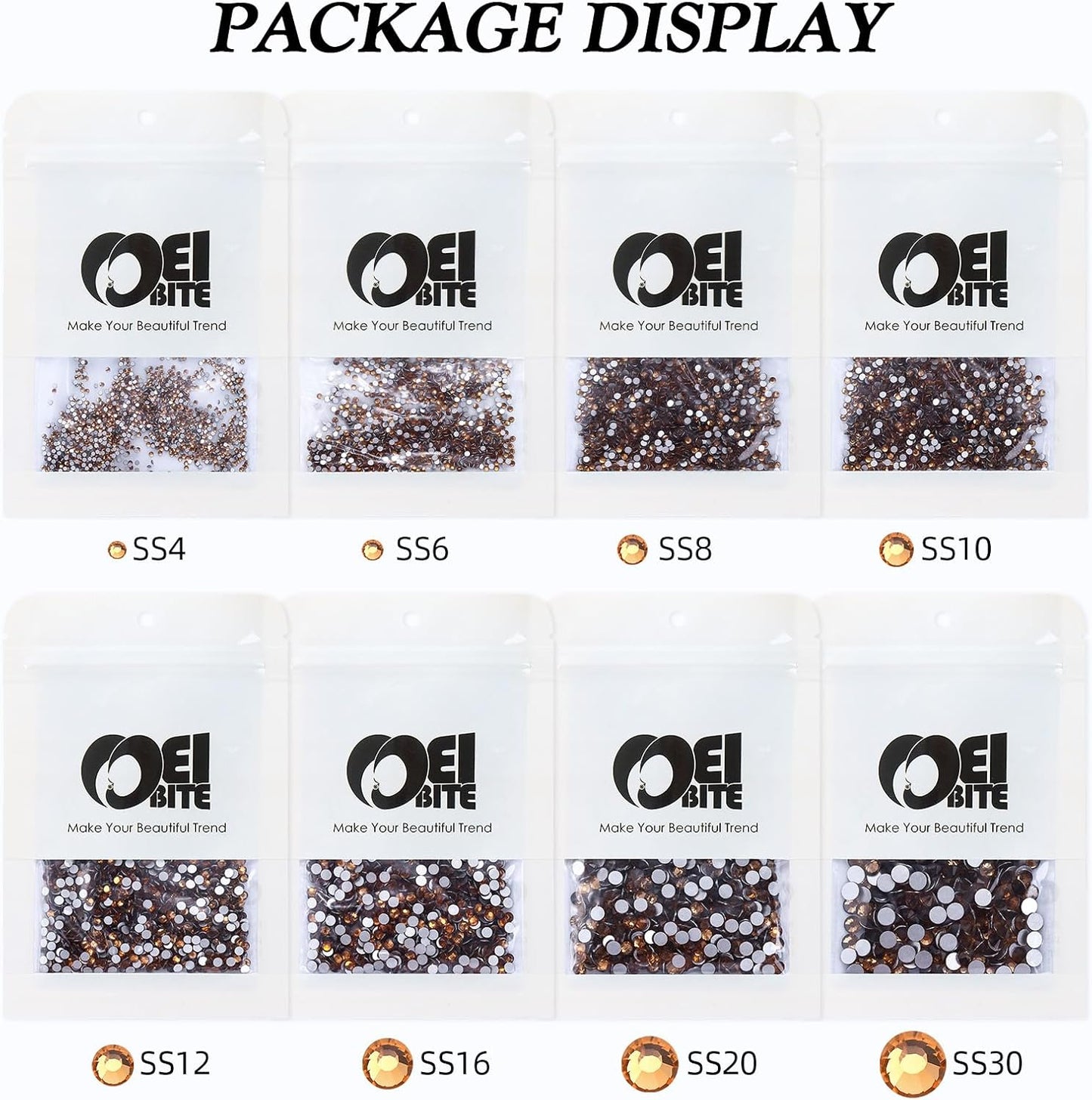 Topaz Flatback Rhinestones, Glass Rhinestones for Nail Art and Craft, Glue Fix, Loose Crystal Gemstones(Topaz, SS20, 1440pcs, 4.6-4.8mm)