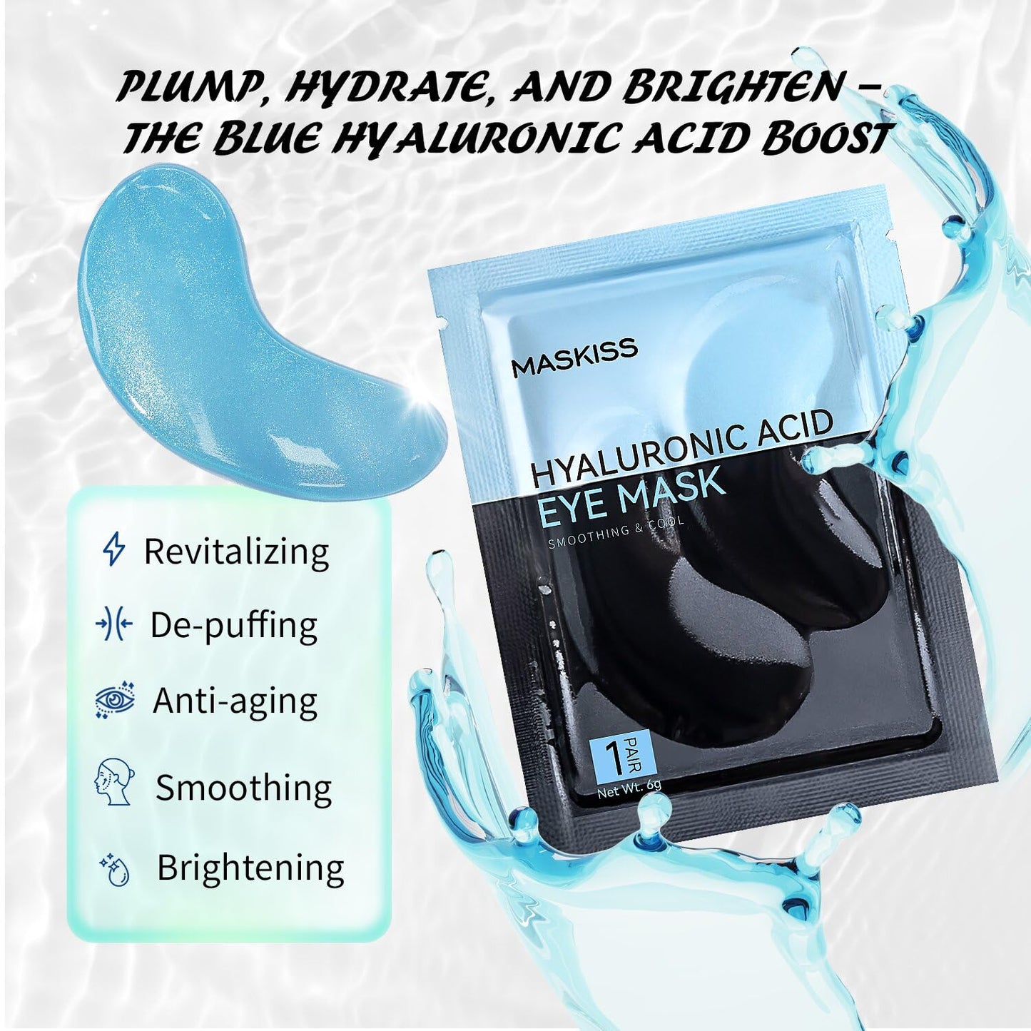 Under Eye Patches (50 Pairs), Hyaluronic Acid Eye Masks for Dark Circles Puffy Eyes Undereye Bags, Collagen Eye Patches for Wrinkles and Hydrate, Skin Care Gift for Her