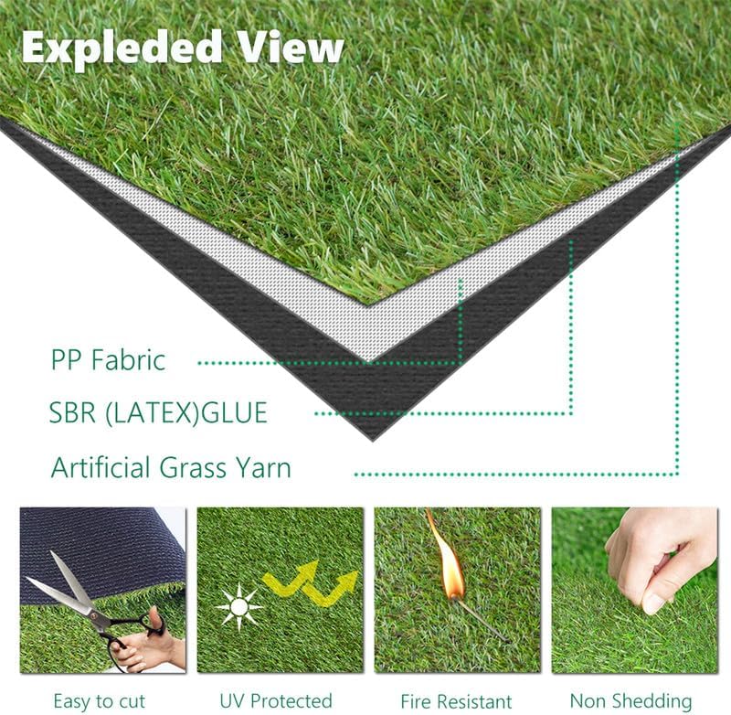0.8 Inch Grass Height Artificial Grass 10FT x 19FT Customizable Flame Retardant - Image 5