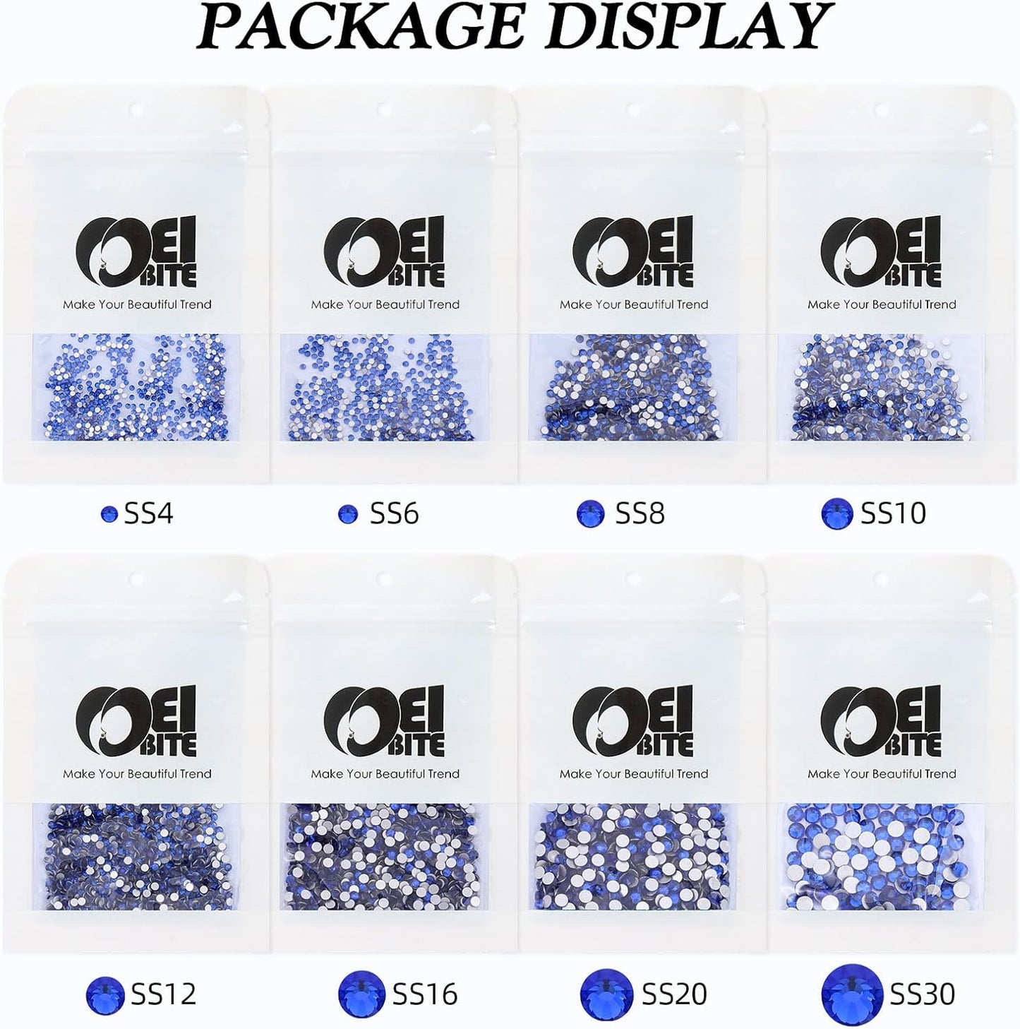Sapphire Flatback Rhinestones, Glass Rhinestones for Nail Art and Craft, Glue Fix, Loose Crystal Gemstones(Blue, SS20, 1440pcs, 4.6-4.8mm)