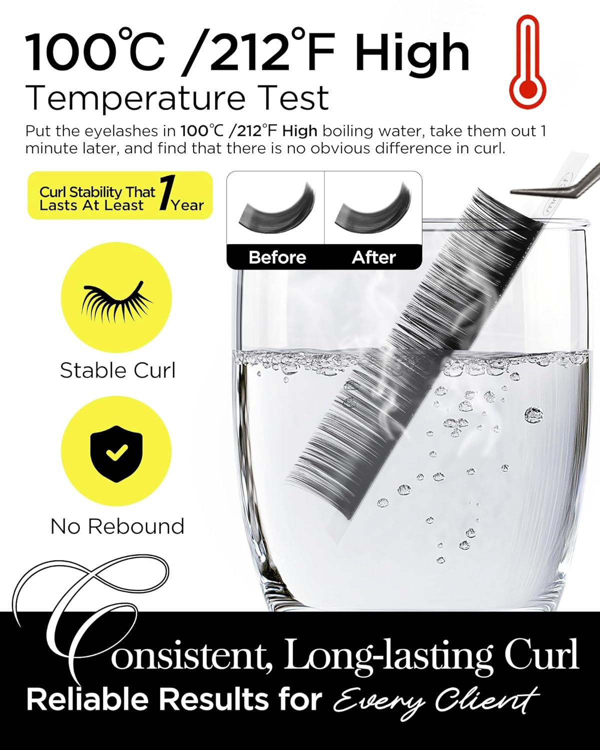 BEYELIAN Eyelash Extension Natural Matte Black 0.05D+ Curl 13mm Tray Easy Fan Lash Extensions Volume Lashes 100°/212°F High Temperature Resistant Classic Professional Use (0.05 D+ 13mm)