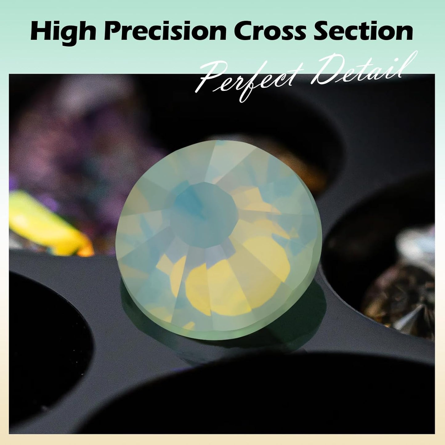 F Light Green Flatback Rhinestones, Glass Rhinestones for Nail Art and Craft, Glue Fix, Loose Crystal Gemstones(F Light Green, SS10, 1440pcs, 2.7-2.8mm)