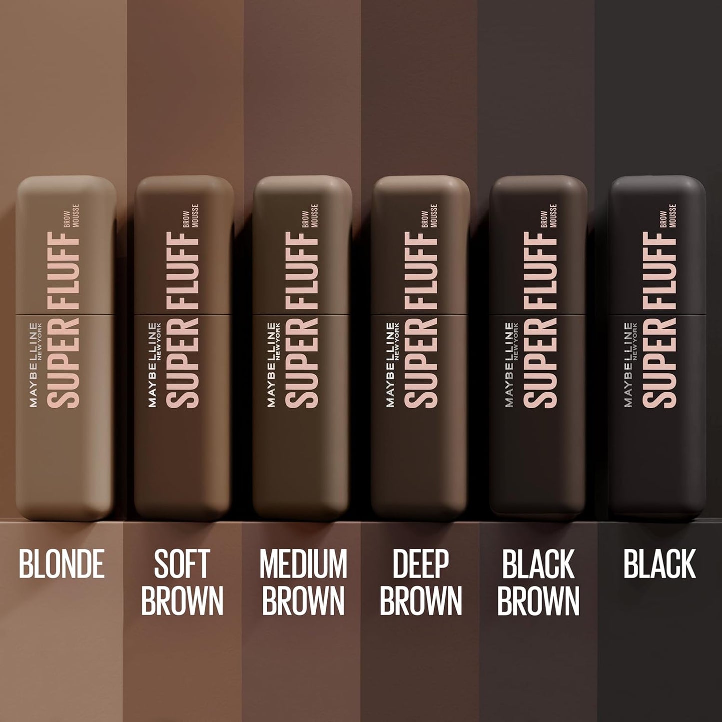 Maybelline Superfluff Volumizing Brow Mousse, All Day Tinted Brow Gel For Soft Full Brows, Deep Brown, 1 Count