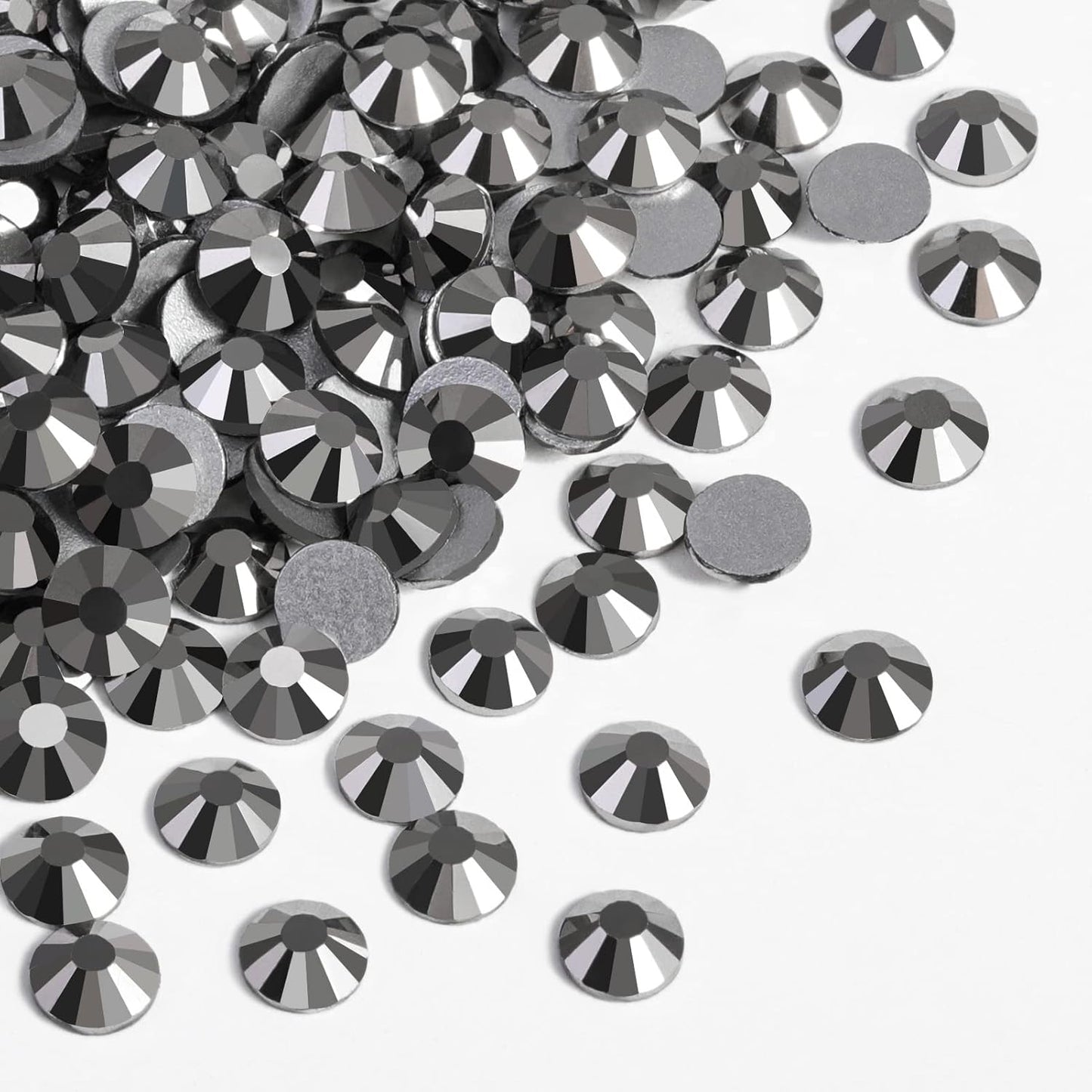 Beadsland 1440 Pieces Flat Back Crystal Rhinestones Round Gems,Hematite,SS20,4.6-4.8mm