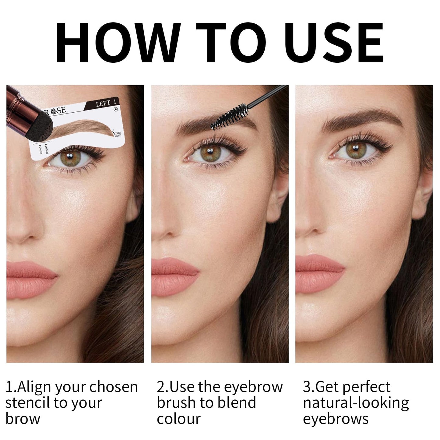 ALLROSE Eyebrow Stamp - Eyebrow Stencils Perfect Eyebrow Waterproof Eyebrow Stamp Stencil, Eye Brow Stencil Kits Brow Stamp, Eyebrow Stencil Kit for Women 20PCS Brow Shaping Kit