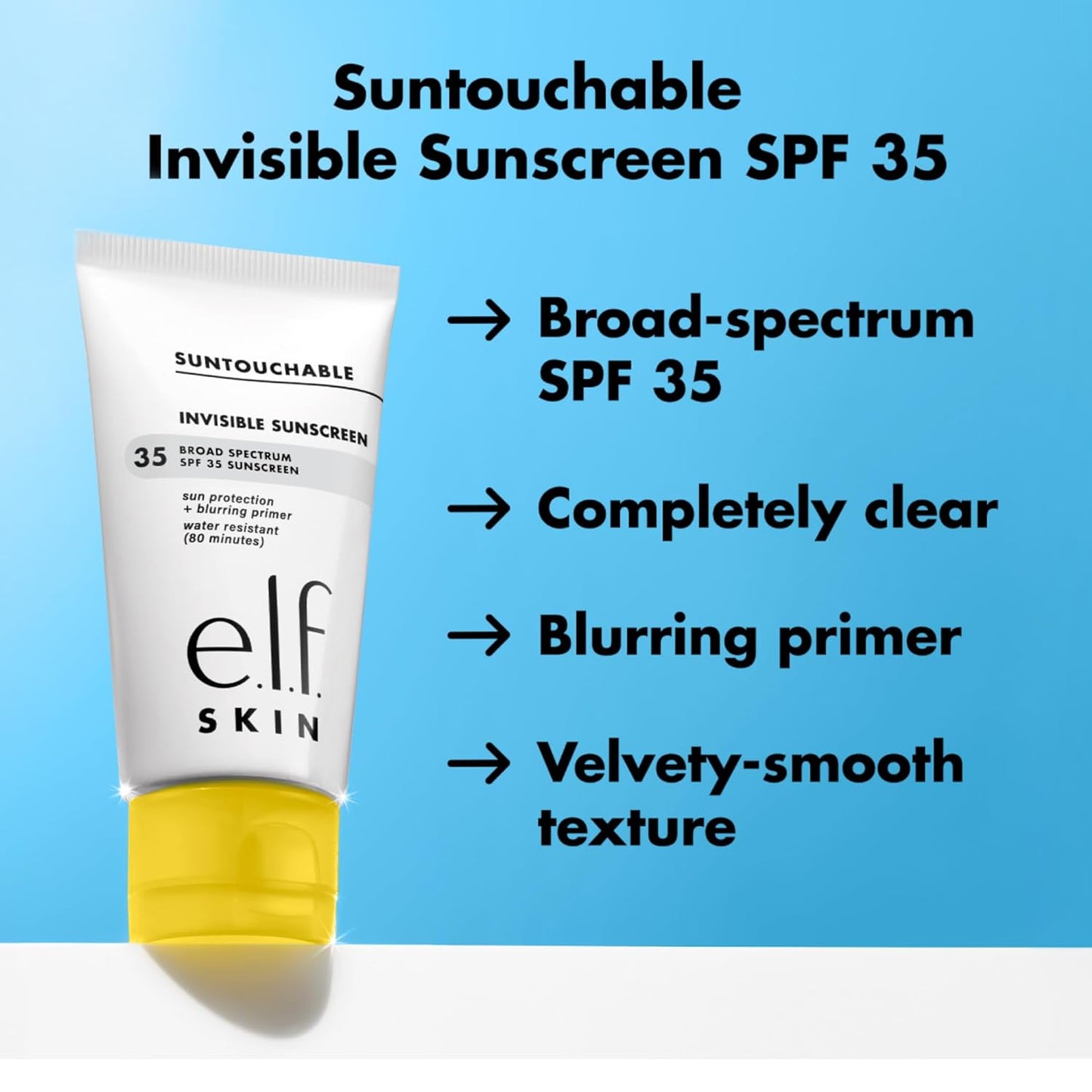 e.l.f. SKIN Suntouchable Invisible SPF 35 Mini, Lightweight, Gel-based Sunscreen For A Smooth Complexion, Doubles As A Makeup Primer, Vegan & Cruelty-Free