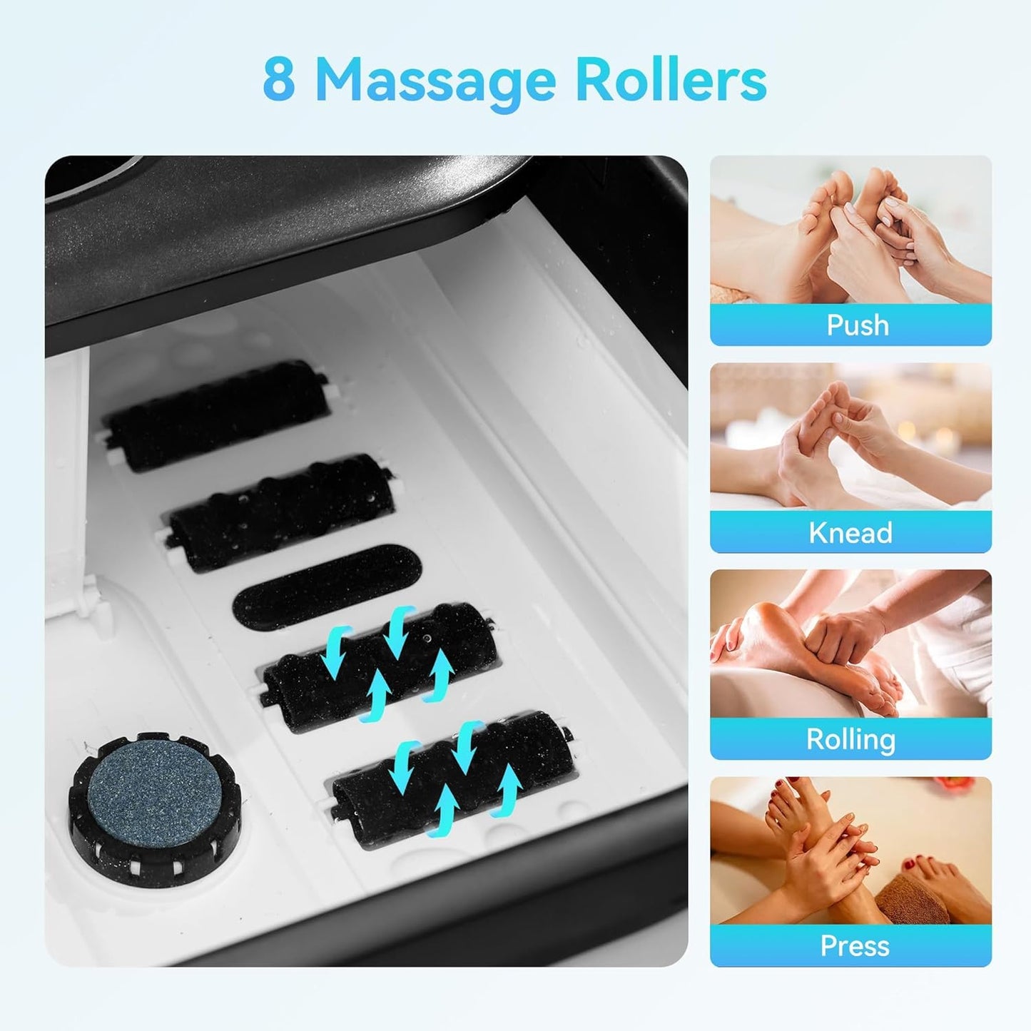 Foot Spa Bath Massager, Collapsible Foot Soaking Tub with Heat, Bubbles, Red Light, Pumice Stone, and Shiatsu Rollers for Relaxation, Gift for Foot Care