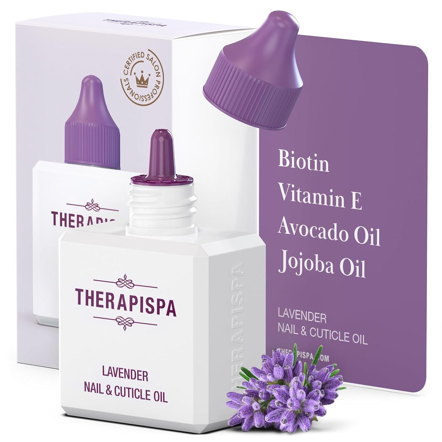 Nail & Cuticle Oil with Avocado, Jojoba, Biotin & Vitamin E – Nourishes Cuticles, Strengthens Nails & Supports Nail Growth (Lavender, 2.0 fl oz)