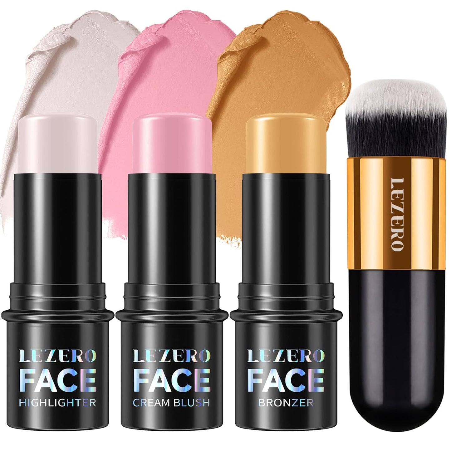 Lezero 3Pcs Contour Stick Makeup Kit, Shades with Matte Finish Highlighter, Blush and Bronzer Stick for Sculpt the Face and All Skin Type, Long Lasting, Smooth, Non-greasy, #2 LIGHT FAIR