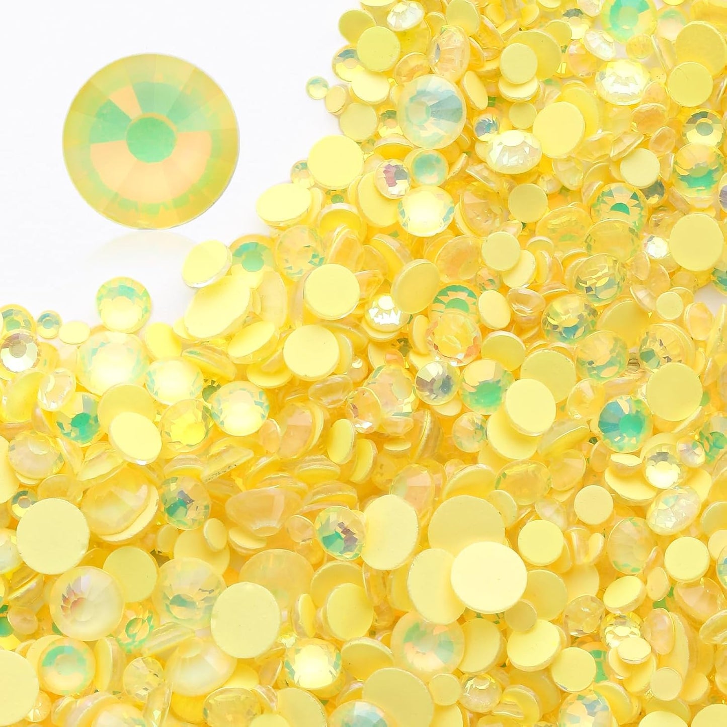 F Yellow Flatback Rhinestones, Glass Rhinestones for Nail Art and Craft, Glue Fix, Loose Crystal Gemstones(F Yellow, SS6, 1440pcs, 1.9-2.0mm)