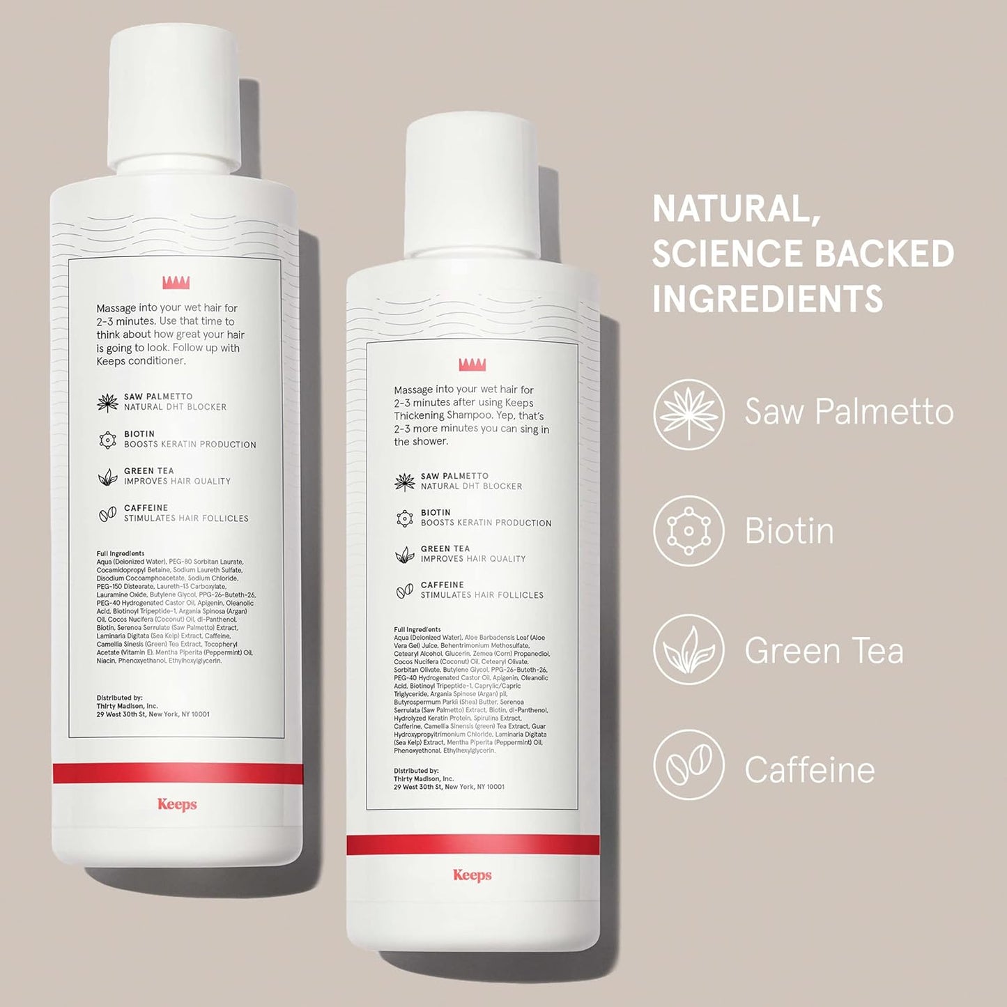 Keeps Hair Loss Shampoo & Conditioner Set For Men - Mens Hair Care for Fuller, Thicker Looking Hair - Thinning & Hair Growth Product - DHT Blocker - Infused with Biotin, Caffeine & Saw Palmetto - 8 oz