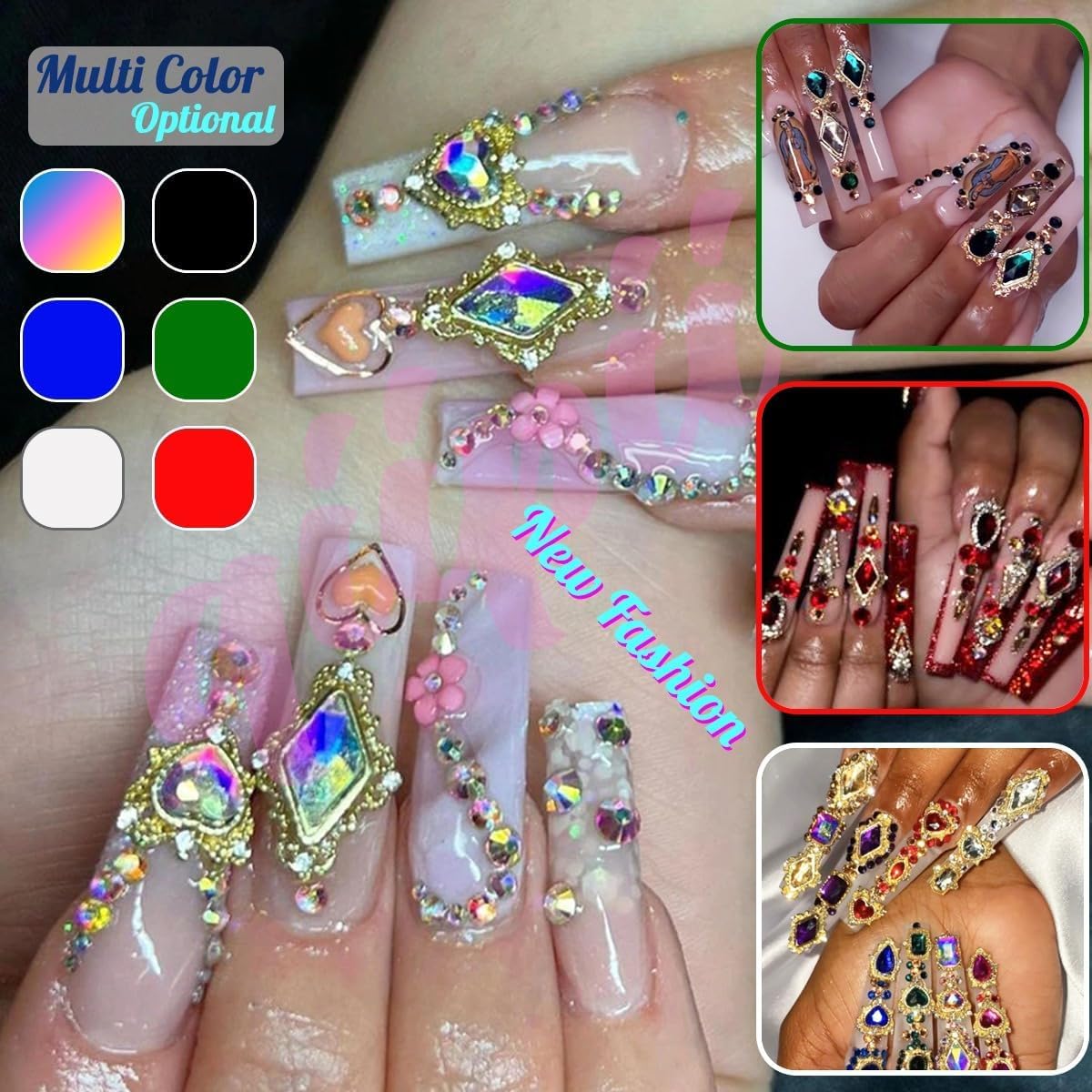 24pcs Black Nail Rhinestones Luxury Nail Charms Jet Black Heart Charms for Nails 3D Big Nail Gems K9 Glass Crystals Diamonds Jewelry Stones Alloy Nail Art Studs Nail Art Decor for Arylic Nails Crafts