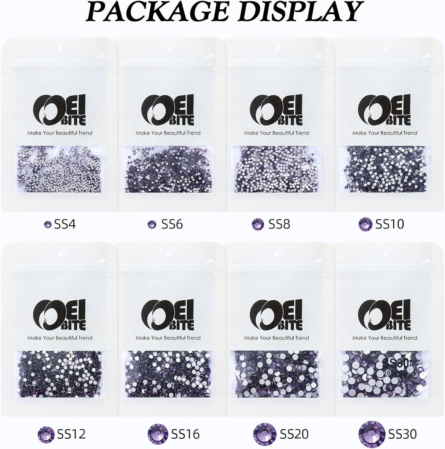 Tanzanite Flatback Rhinestones, Glass Rhinestones for Nail Art and Craft, Glue Fix, Loose Crystal Gemstones(Tanzanite, SS8, 1440pcs, 2.3-2.5mm)