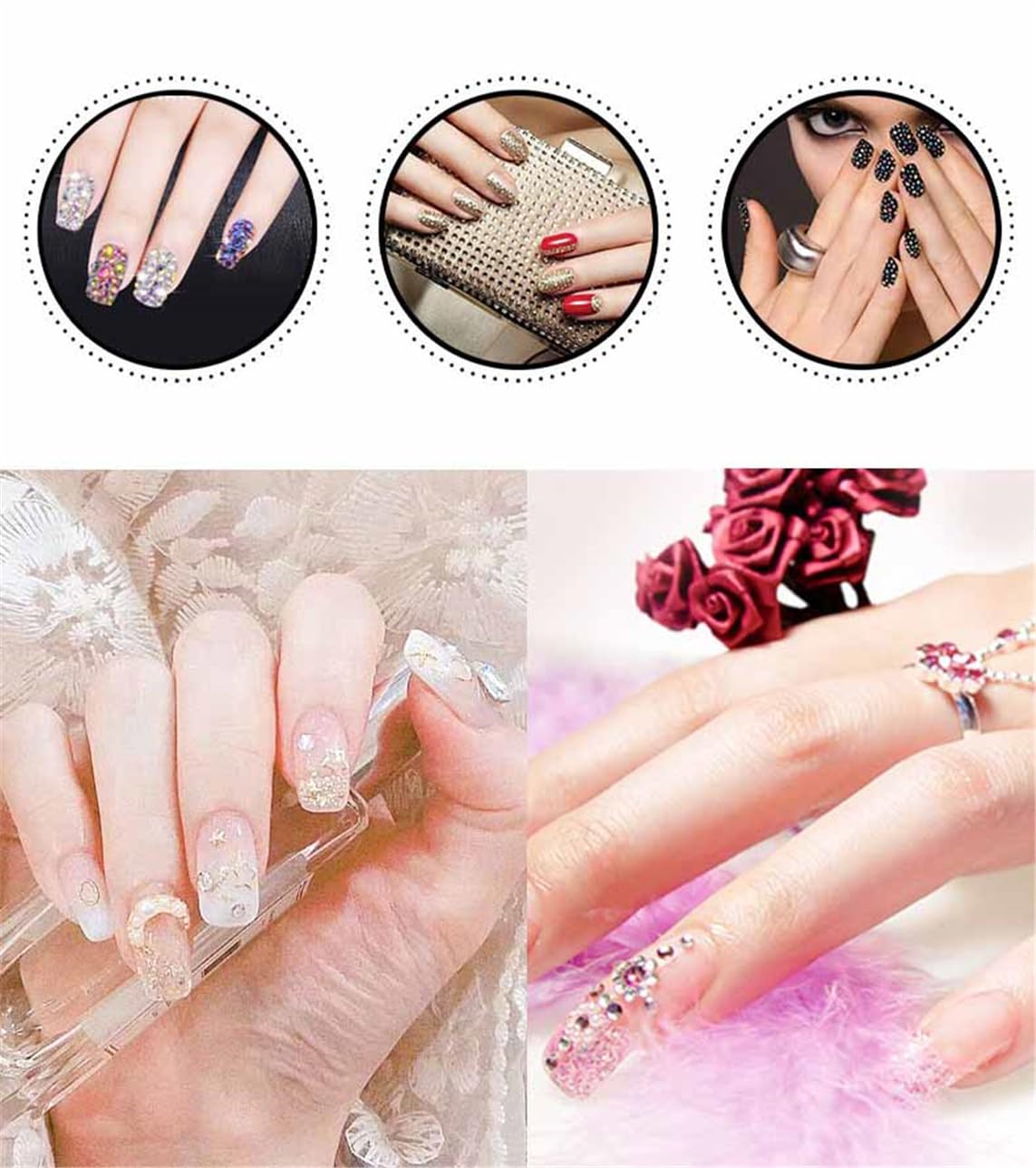 4500 Pcs SS12 3mm AB Flatback Rhinestones for Nails Art Crafts Glitter Round Shine Gems Crystals DIY Clothes Shoes （Black-Bottom RoseRed AB）