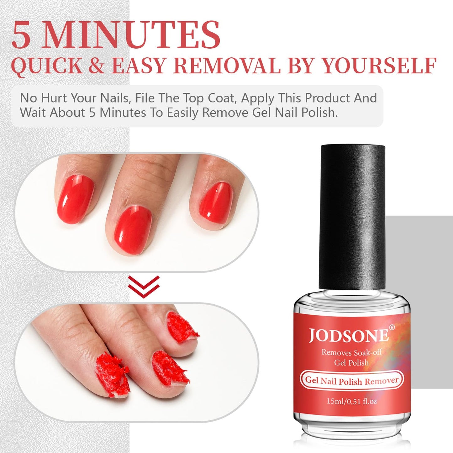 JODSONE Gel Nail Polish Remover 2Pcs Gel Nail Polish Remover 3-5 Minutes Gel Remover Quick